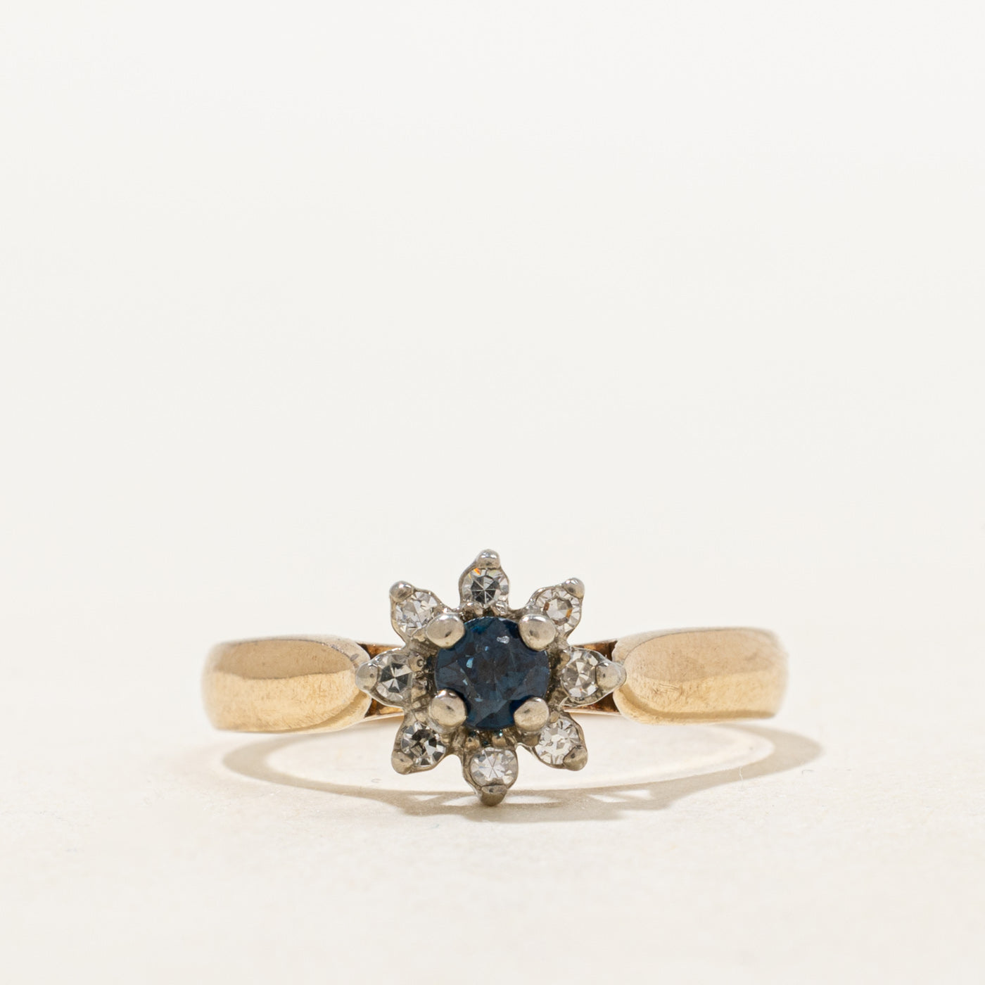 Sapphire & Diamond Petal Halo Ring | 0.16ct, 0.08ctw | SZ 7.0 |