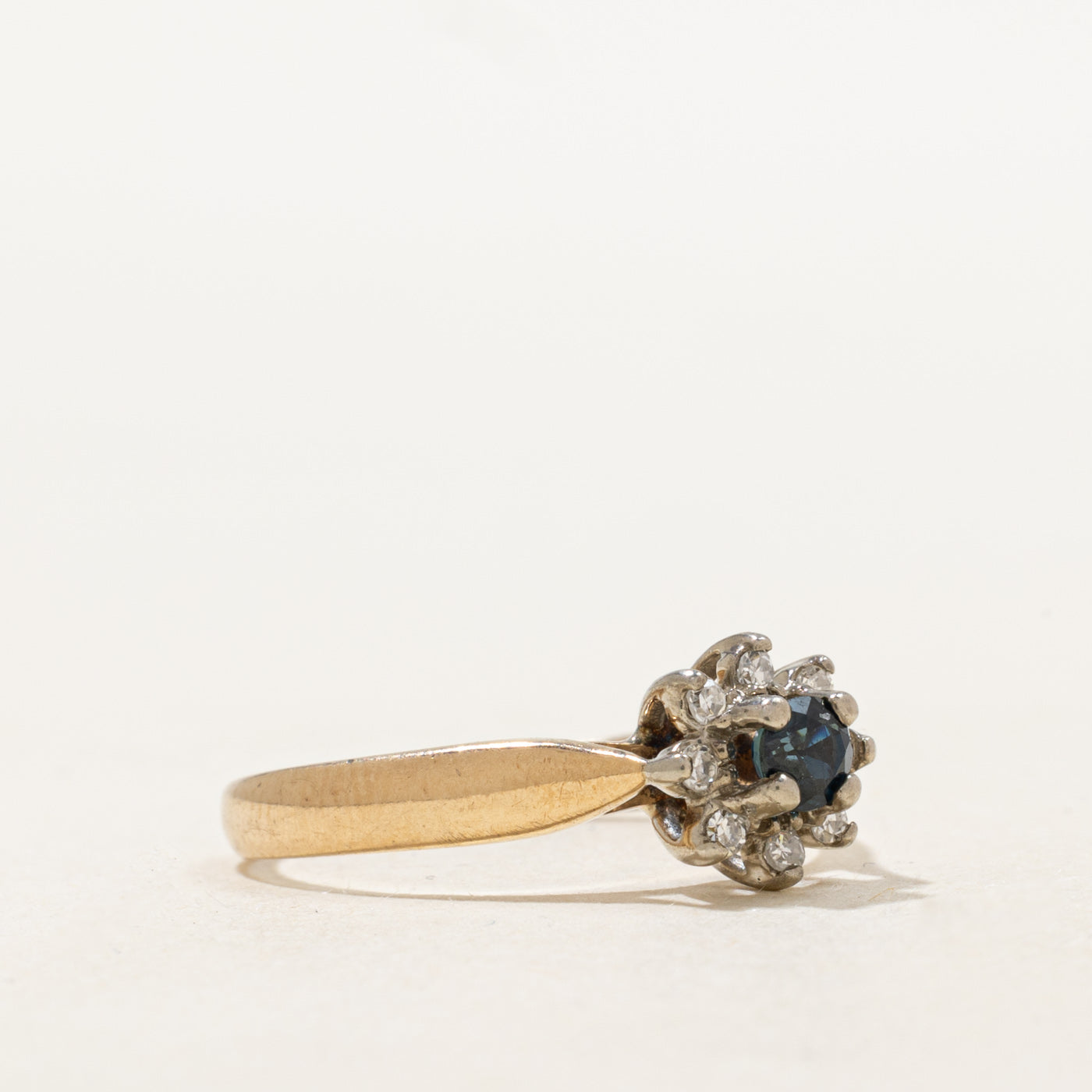 Sapphire & Diamond Petal Halo Ring | 0.16ct, 0.08ctw | SZ 7.0 |