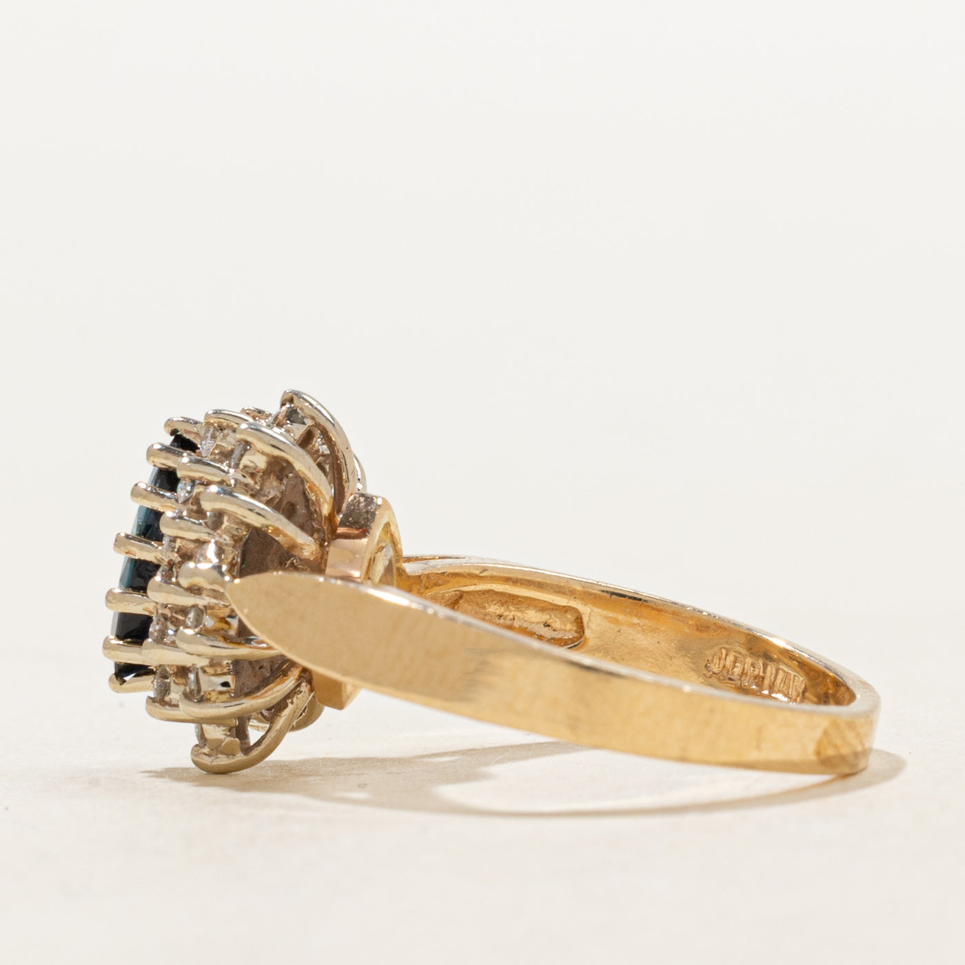 Marquise Cut Sapphire & Diamond Petal Halo Ring | 0.43ct, 0.24ctw | SZ 4.5 |