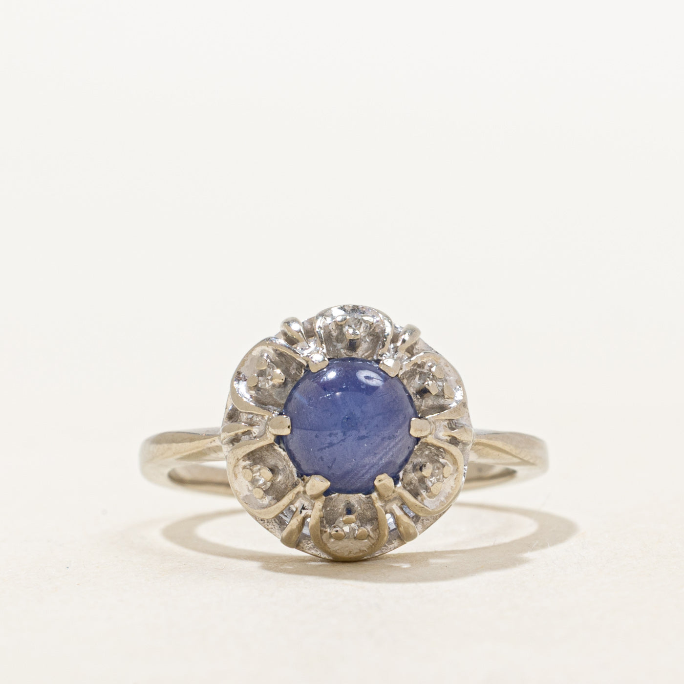Synthetic Sapphire & Diamond Floral Design Ring | 1.15ct, 0.01ctw | SZ 5.25 |