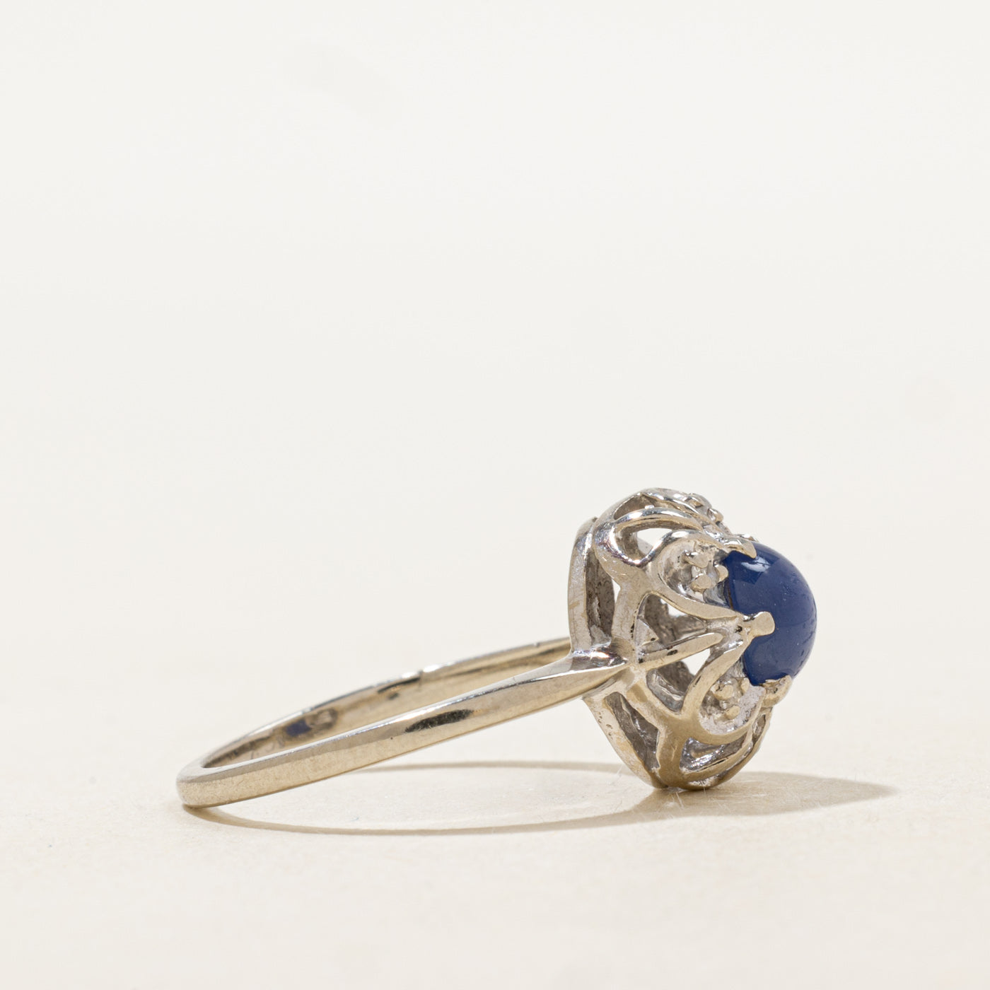 Synthetic Sapphire & Diamond Floral Design Ring | 1.15ct, 0.01ctw | SZ 5.25 |