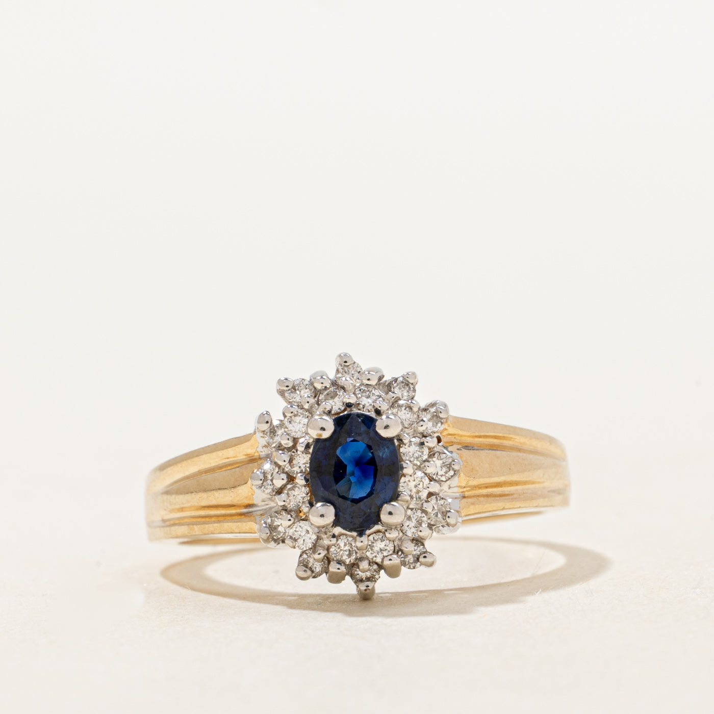 Oval Cut Sapphire & Diamond Cluster Halo Ring | 0.4ct | 0.12ctw | SZ 6.25 |