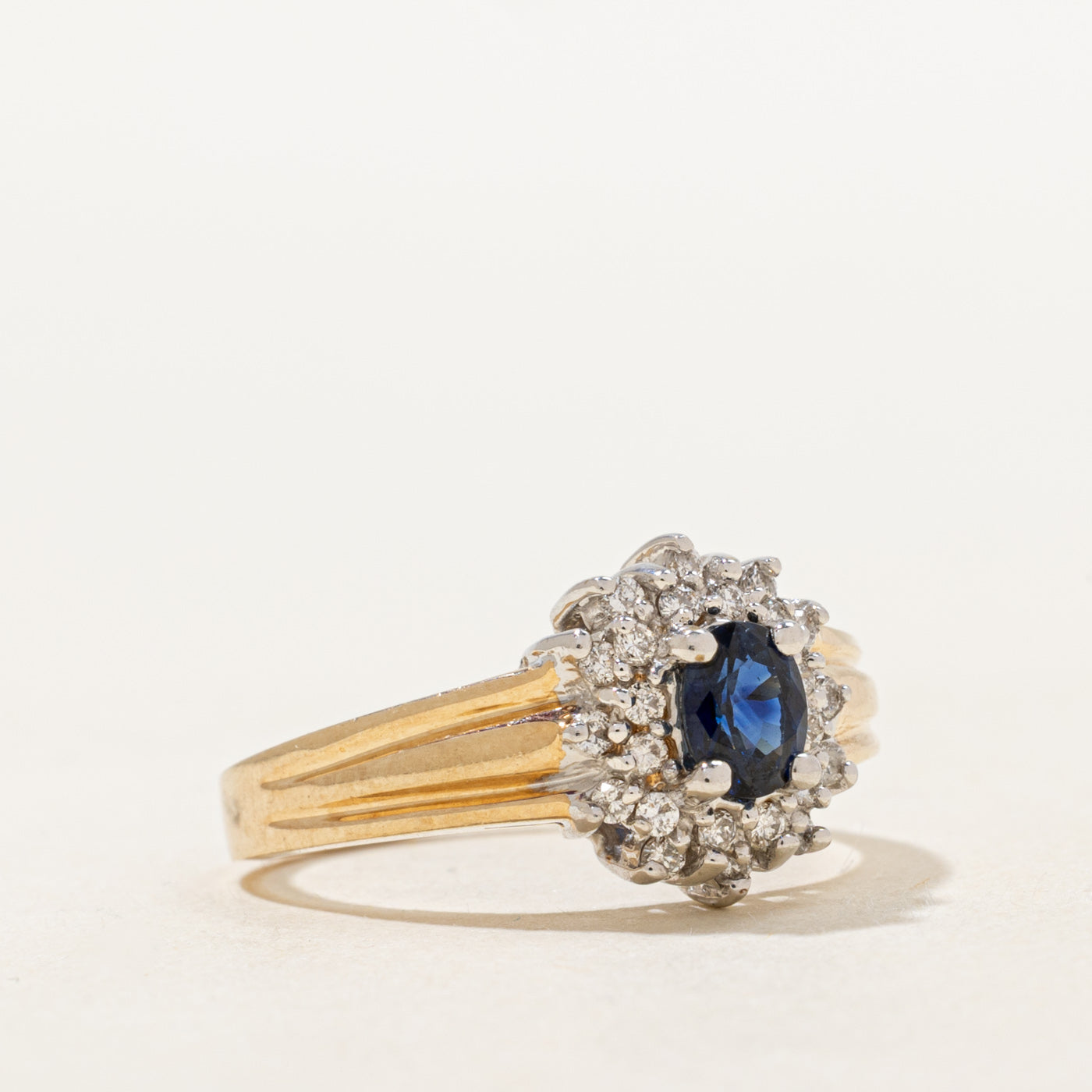Oval Cut Sapphire & Diamond Cluster Halo Ring | 0.4ct | 0.12ctw | SZ 6.25 |