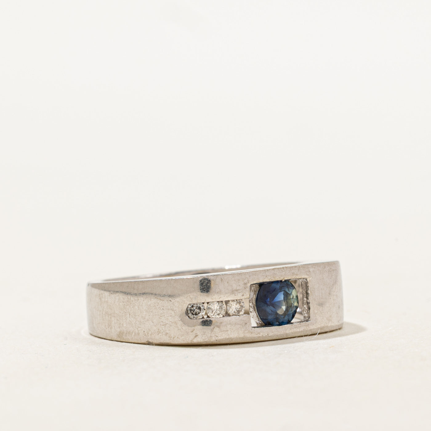 Channel Set Sapphire & Diamond Band | 0.29ct, 0.03ctw | SZ 6.5 |