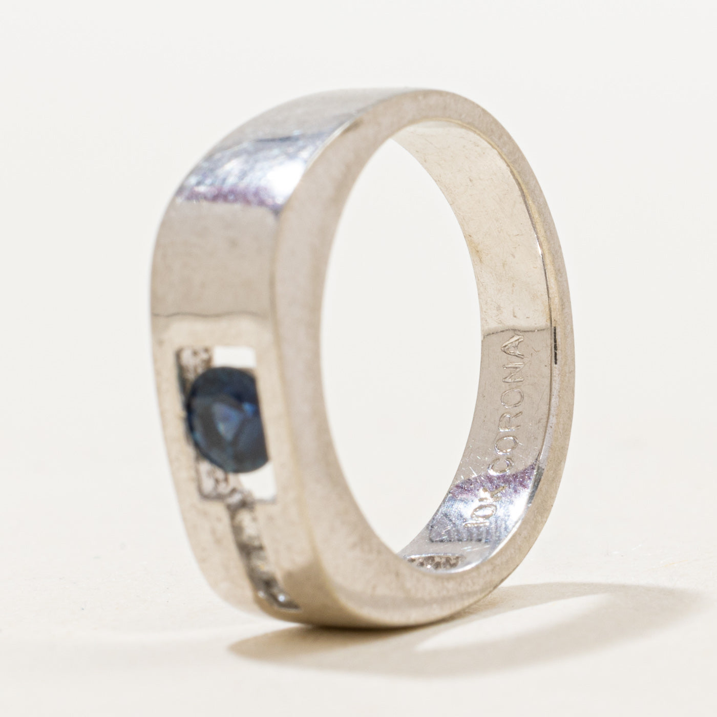 Channel Set Sapphire & Diamond Band | 0.29ct, 0.03ctw | SZ 6.5 |