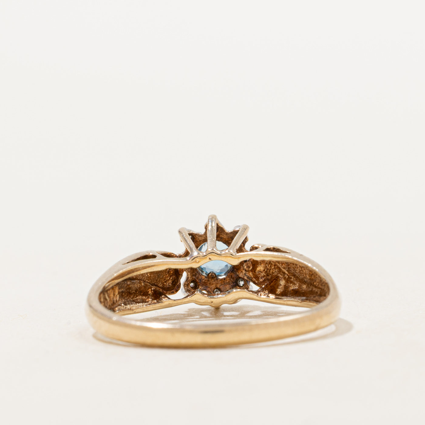 Blue Topaz & Diamond Petal Halo Ring | 0.14ct, 0.04ctw | SZ 6.75 |