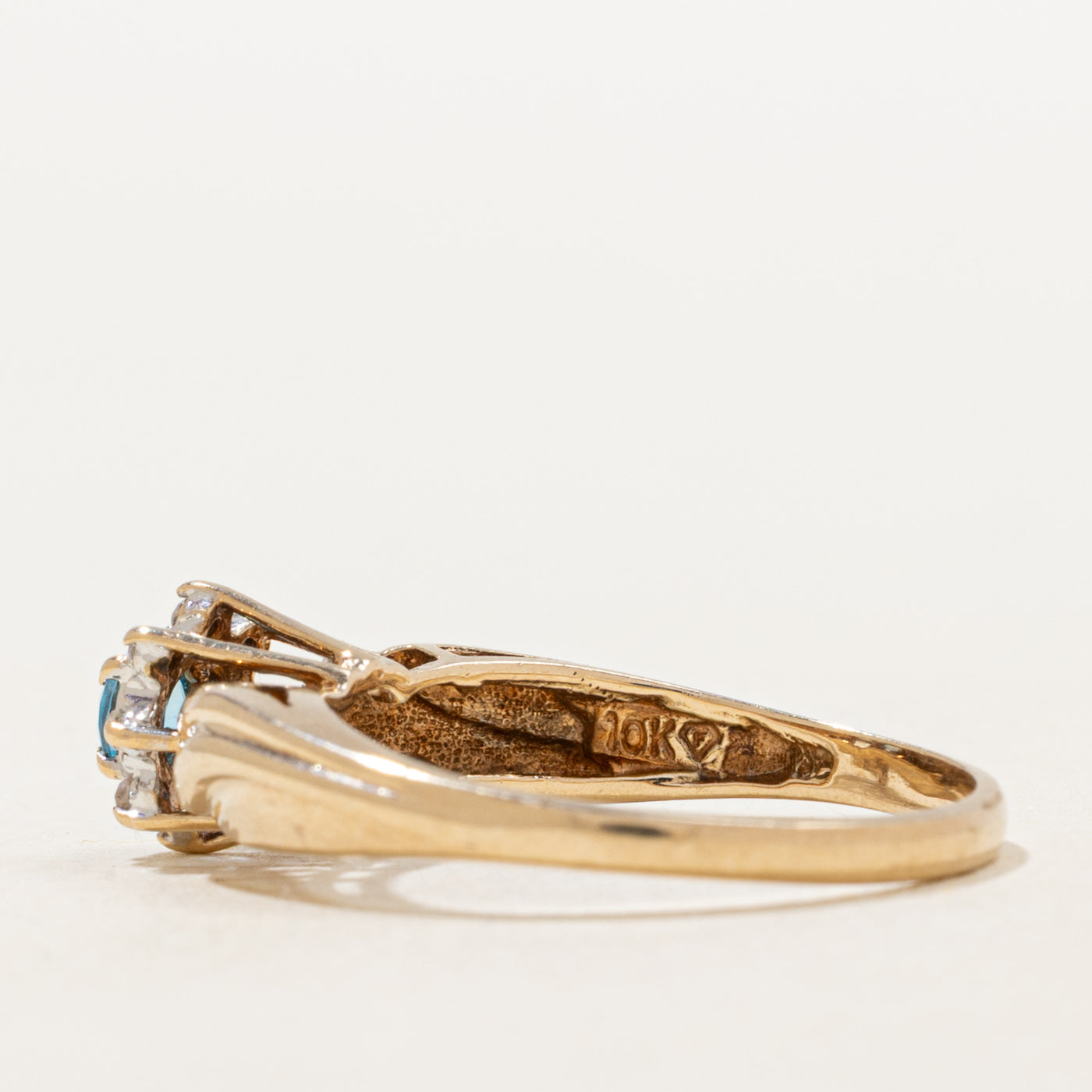 Blue Topaz & Diamond Petal Halo Ring | 0.14ct, 0.04ctw | SZ 6.75 |