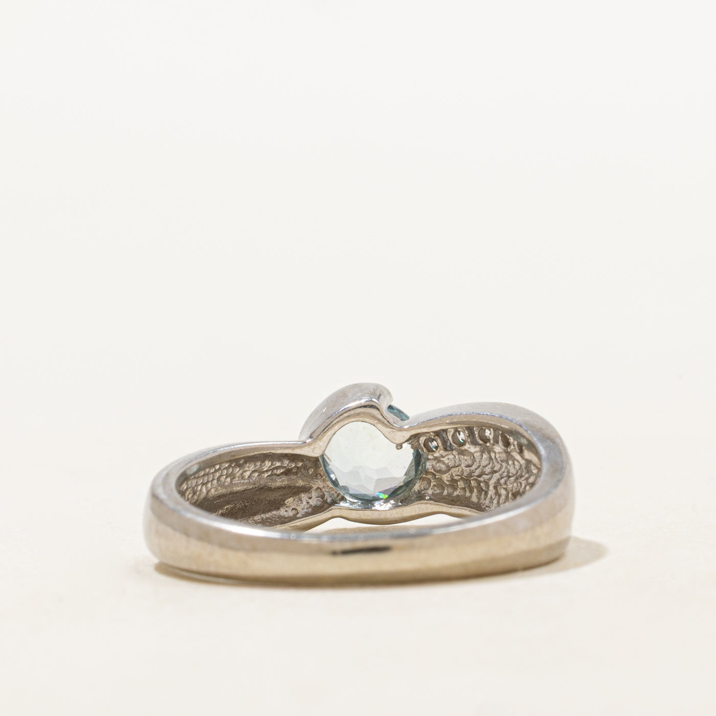 Semi Bezel Aquamarine & Diamond Crossover Ring | 0.44ct, 0.05ctw | SZ 6.5 |