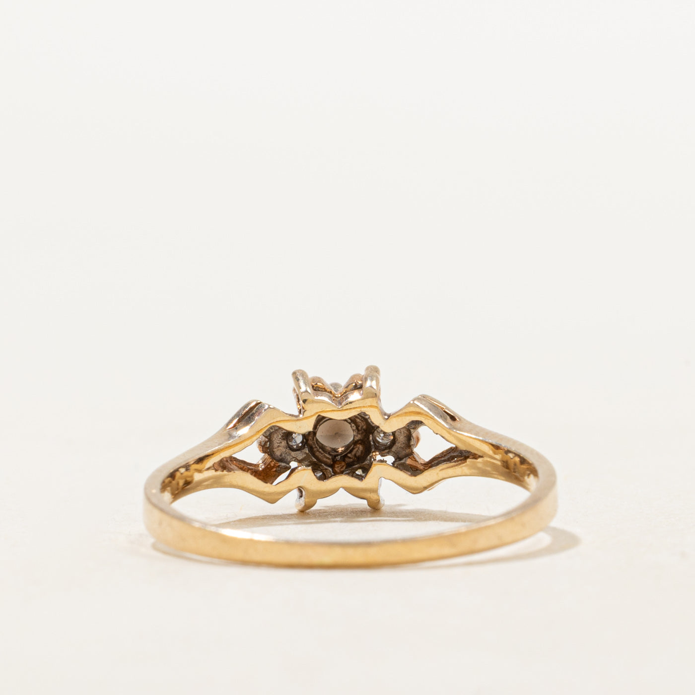 Smoky Quartz & Diamond Petal Geometric Ring | 0.08ct, 0.03ctw | SZ 7.0 |