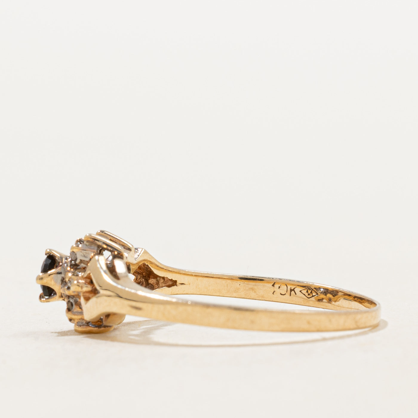 Smoky Quartz & Diamond Petal Geometric Ring | 0.08ct, 0.03ctw | SZ 7.0 |