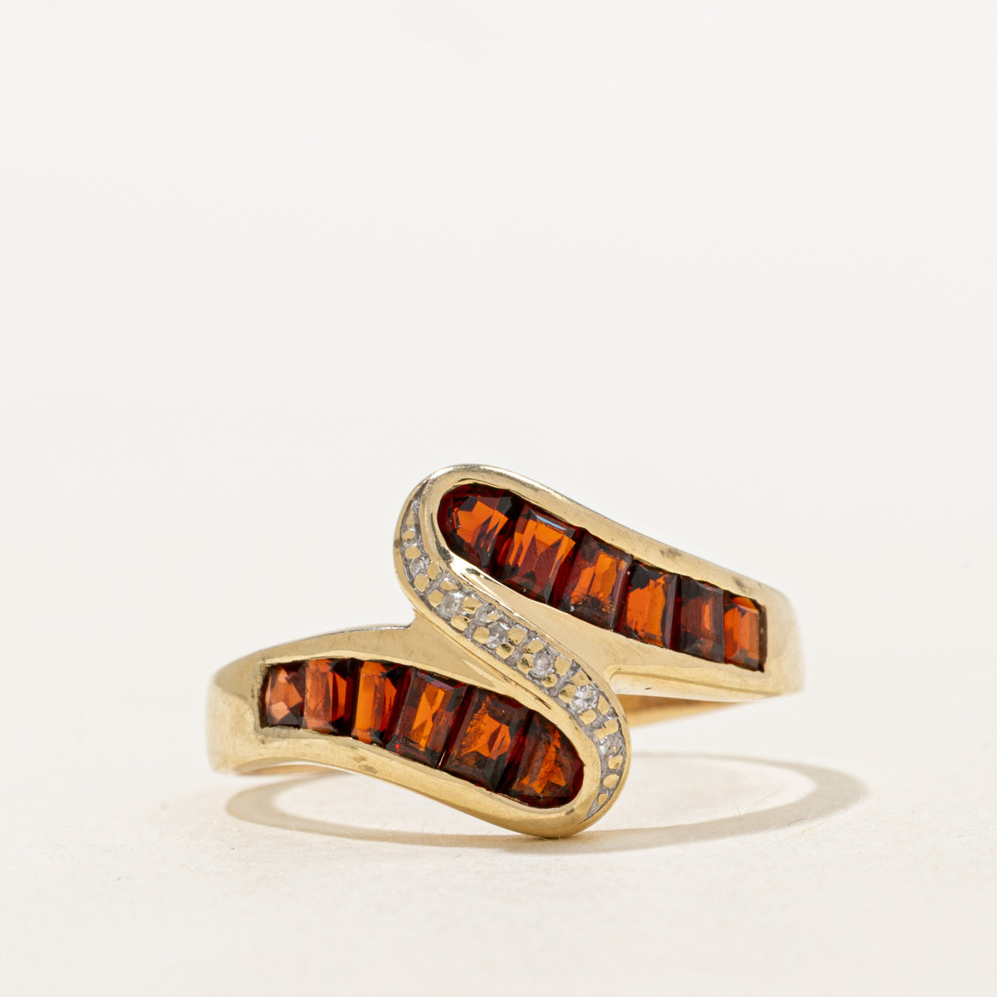 Garnet & Diamond Waterfall Bypass Ring | 0.9ctw, 0.03ctw | SZ 8.5 |