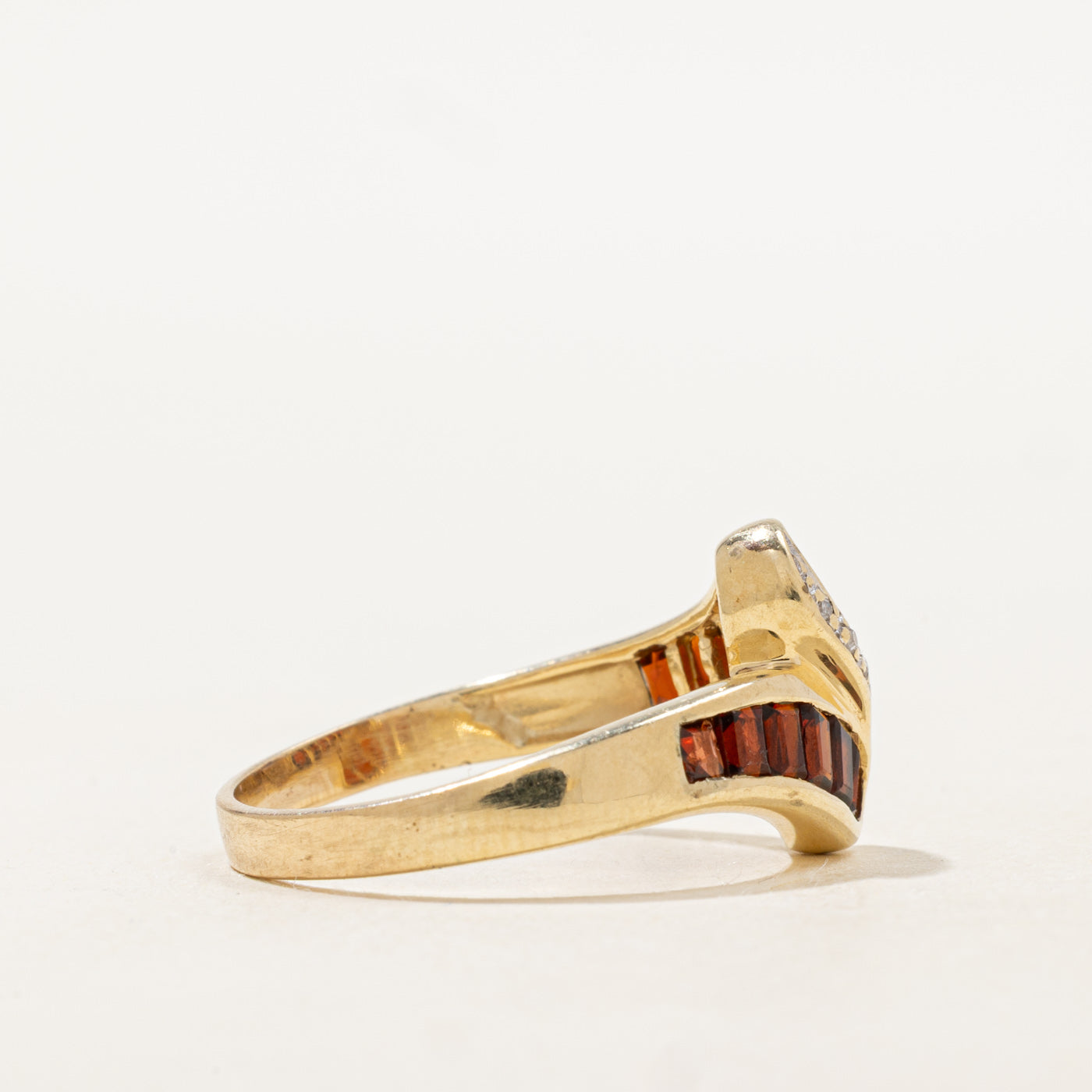 Garnet & Diamond Waterfall Bypass Ring | 0.9ctw, 0.03ctw | SZ 8.5 |