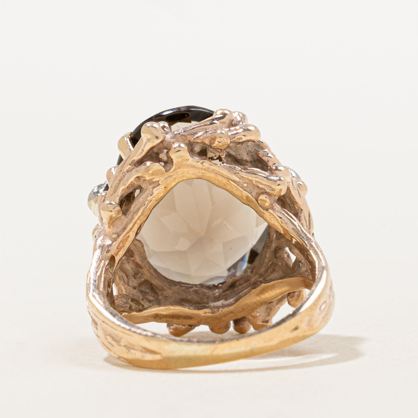 Smoky Quartz & Diamond Cocktail Ring | 8.1ct, 0.03ctw | SZ 5.0 |