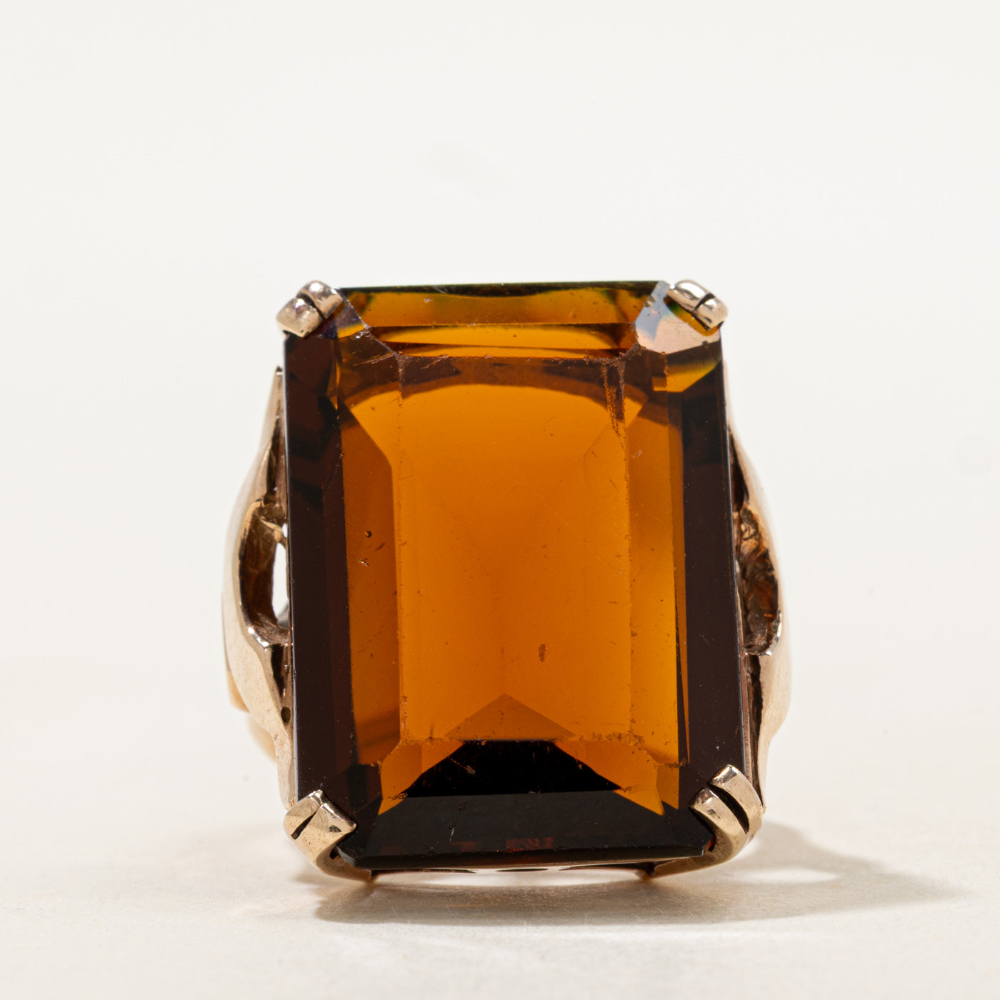 Emerald Cut Citrine Cocktail Ring | 24.17ct | SZ 6.75 |