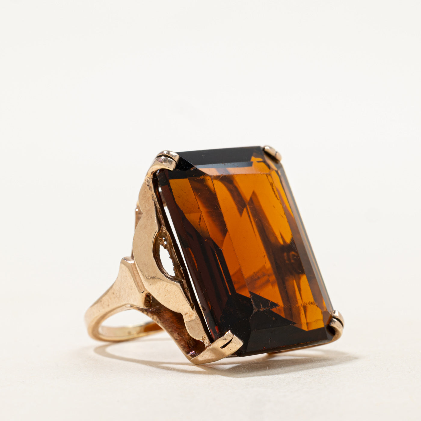 Emerald Cut Citrine Cocktail Ring | 24.17ct | SZ 6.75 |