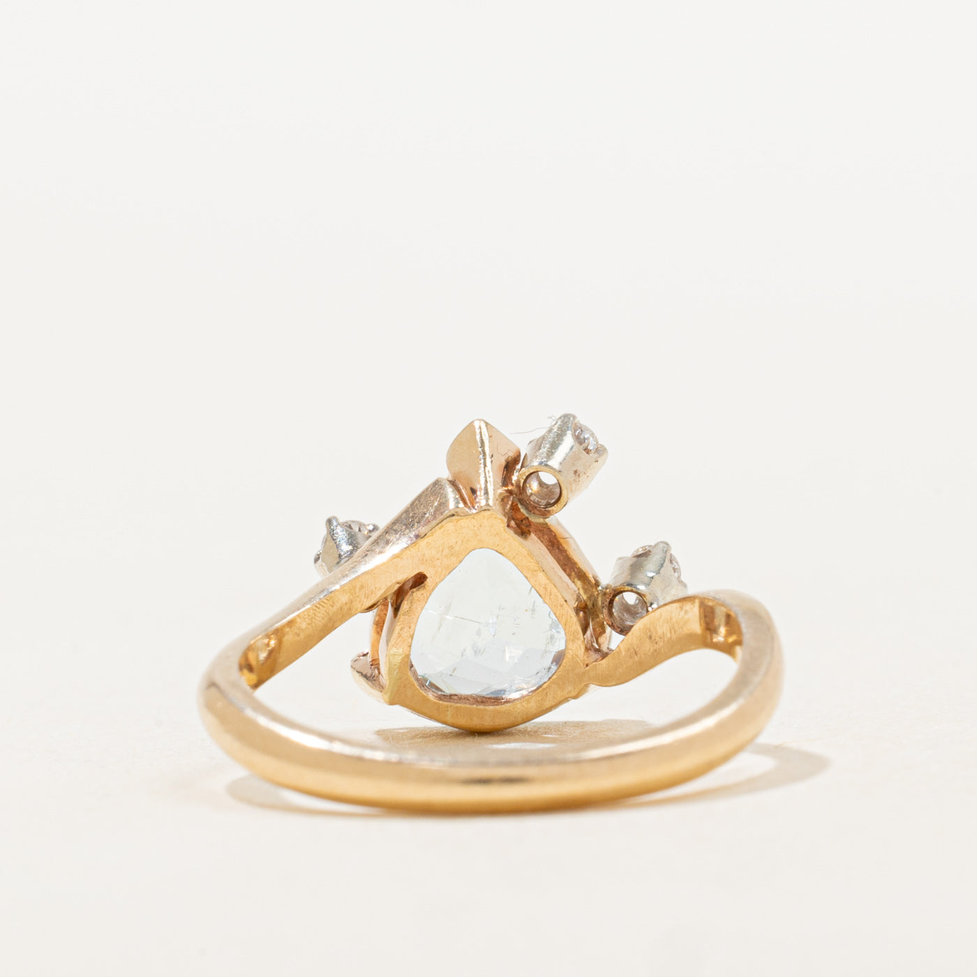 Pear Cut Aquamarine & Diamond Bypass Ring | 1.73ct, 0.07ctw | SZ 6.5 |