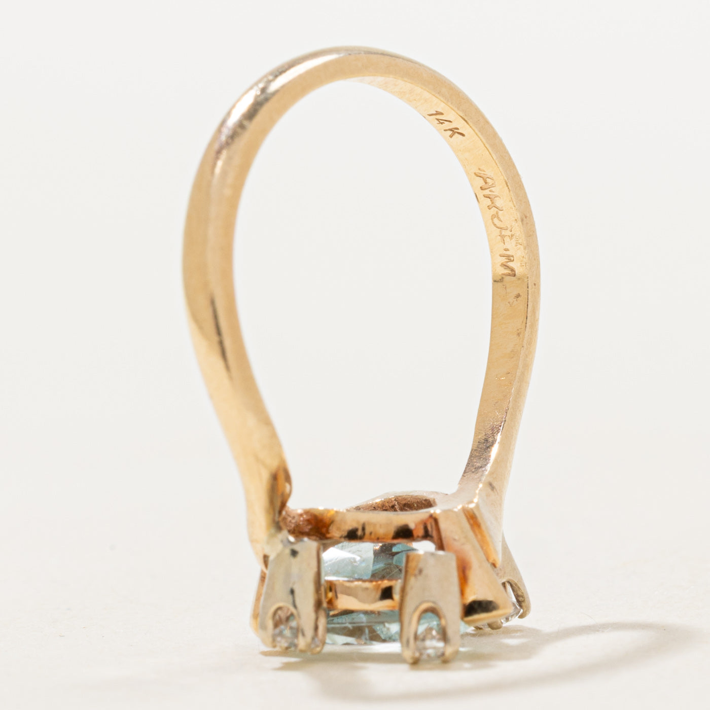 Pear Cut Aquamarine & Diamond Bypass Ring | 1.73ct, 0.07ctw | SZ 6.5 |