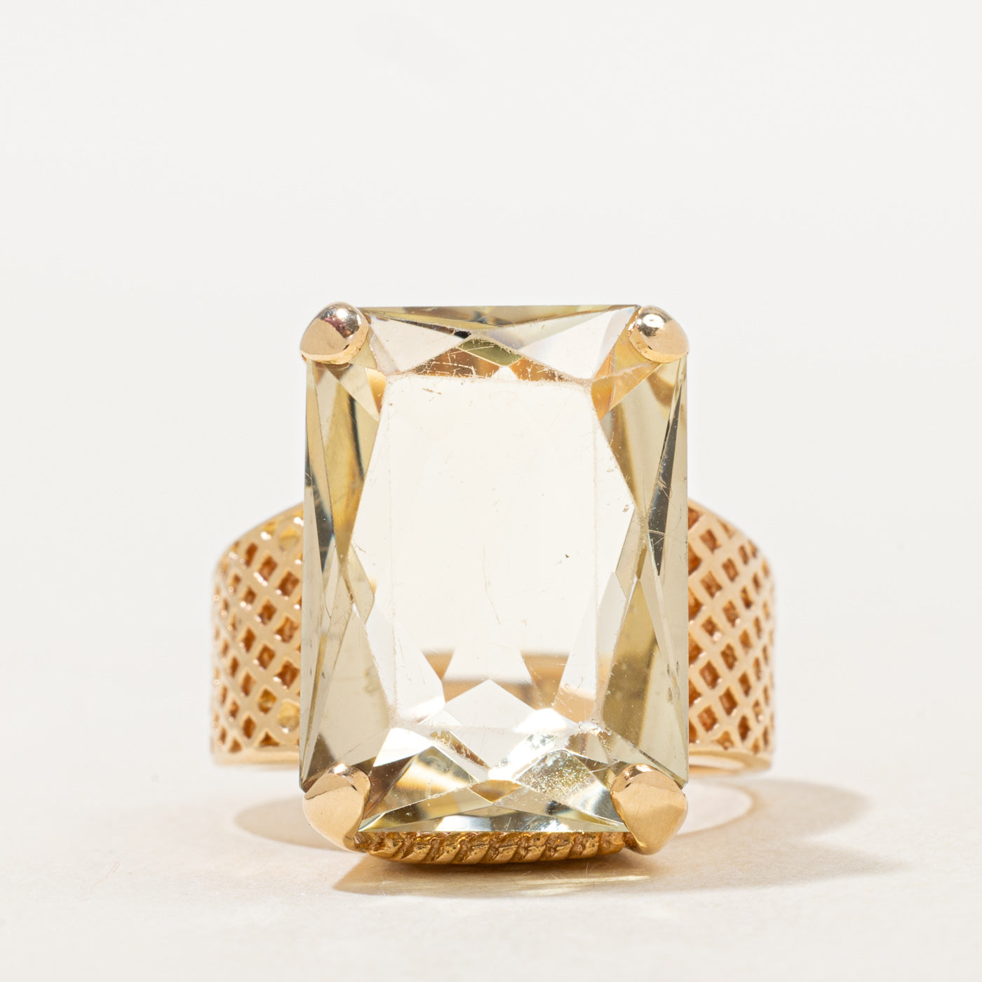 Smoky Quartz Woven Design Cocktail Ring | 10.48ct | SZ 5.5 |