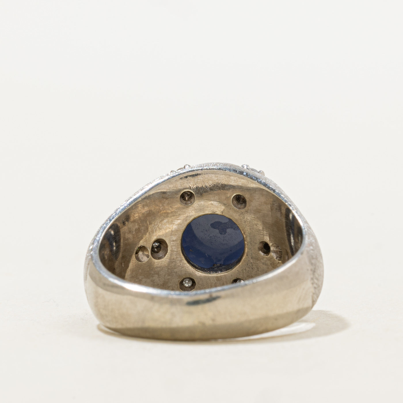 Synthetic Sapphire & Diamond Cocktail Dome Rung | 3.91ct, 0.12ctw | SZ 6.5 |