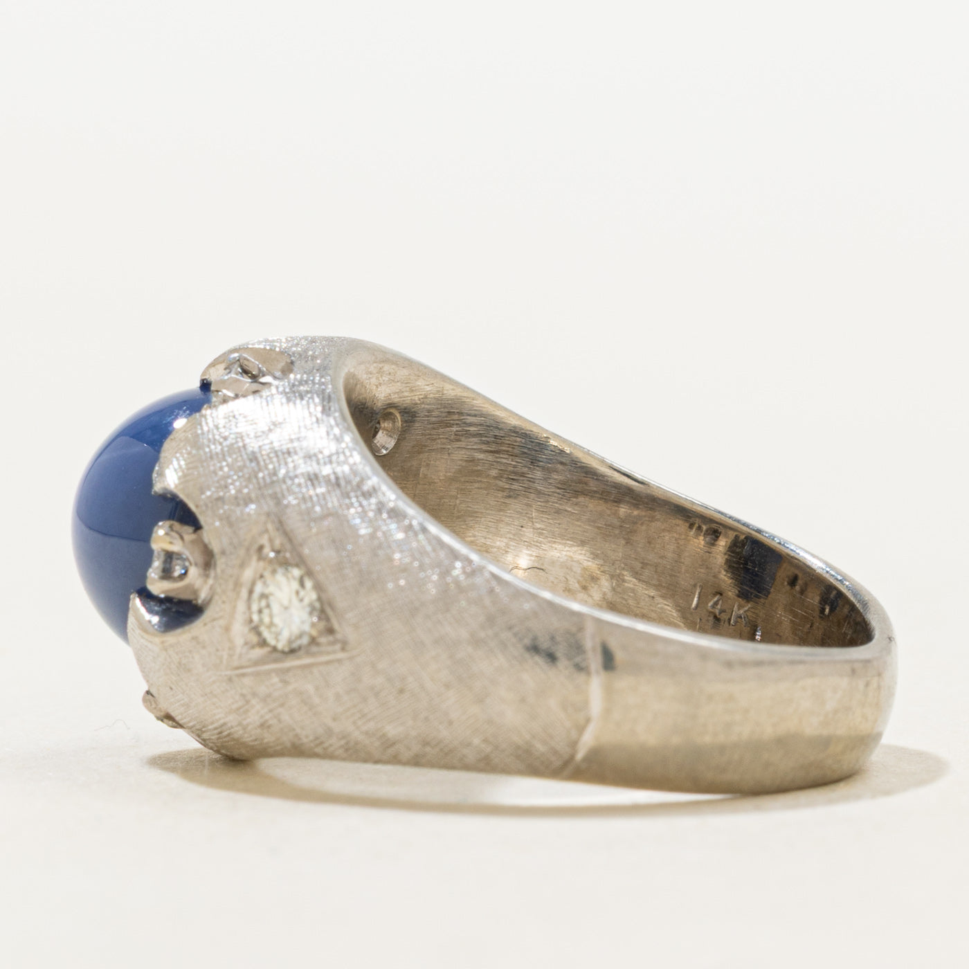 Synthetic Sapphire & Diamond Cocktail Dome Rung | 3.91ct, 0.12ctw | SZ 6.5 |