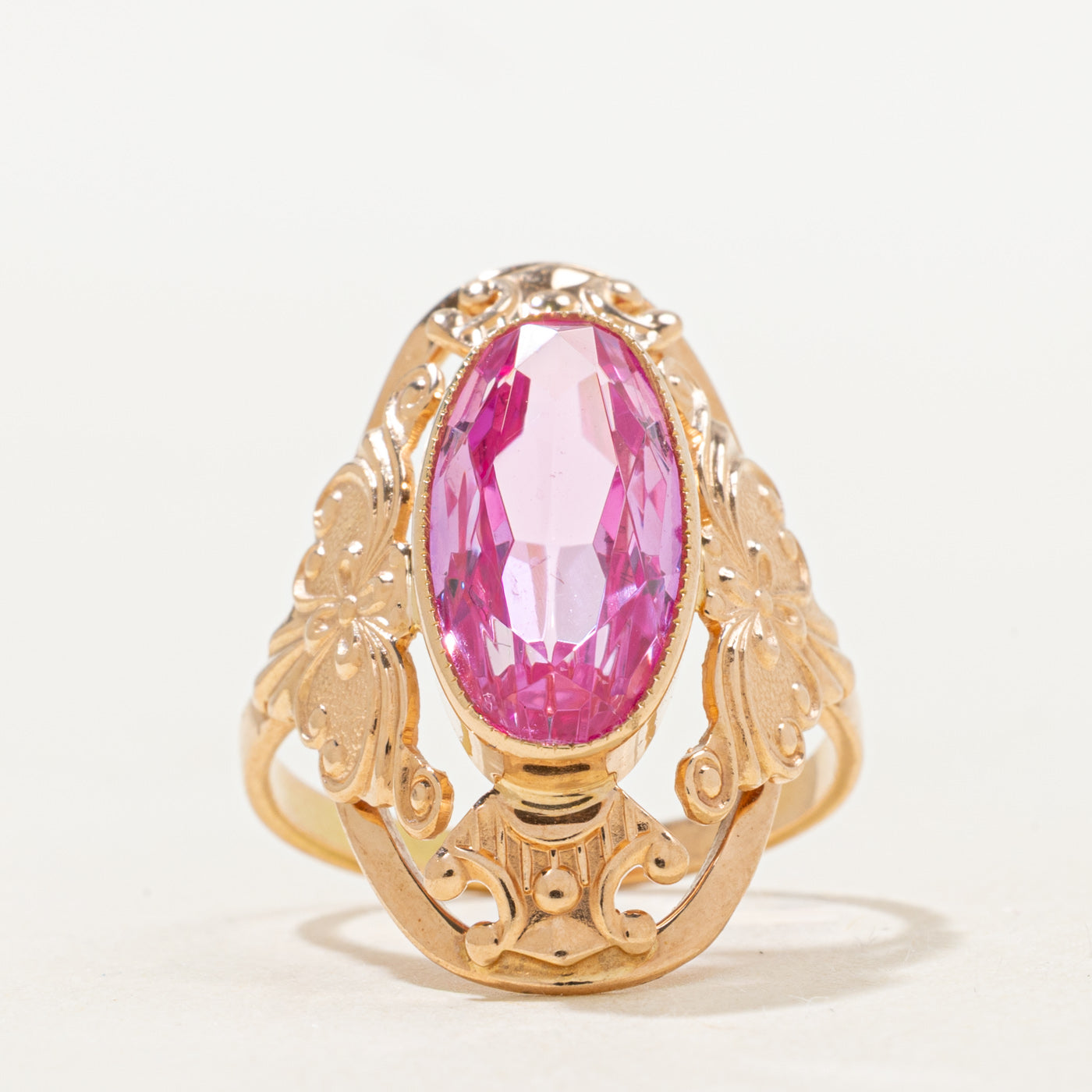 Bezel Set Synthetic Sapphire Ornate Cocktail Ring | 3.81ct | SZ 5.75 |