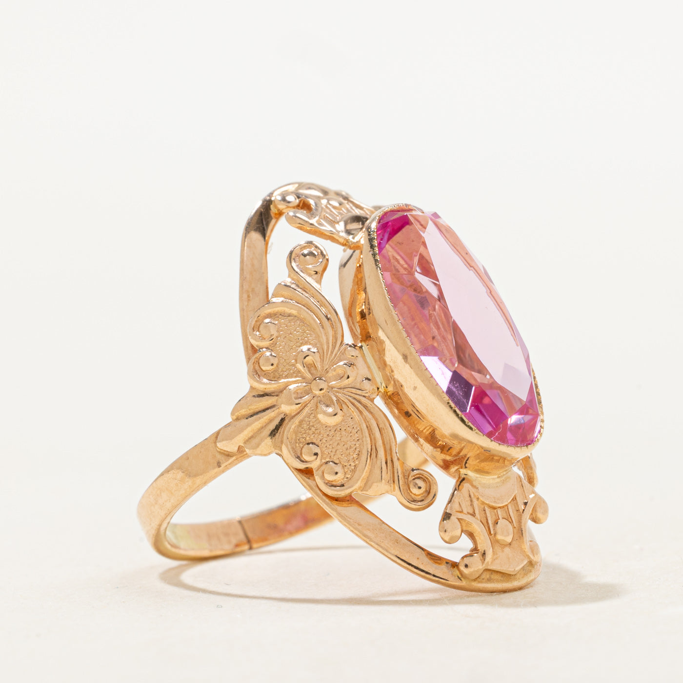 Bezel Set Synthetic Sapphire Ornate Cocktail Ring | 3.81ct | SZ 5.75 |