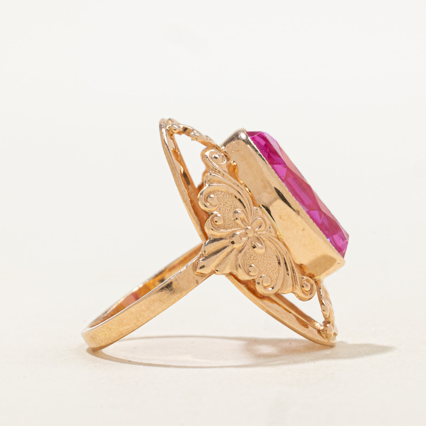 Bezel Set Synthetic Sapphire Ornate Cocktail Ring | 3.81ct | SZ 5.75 |