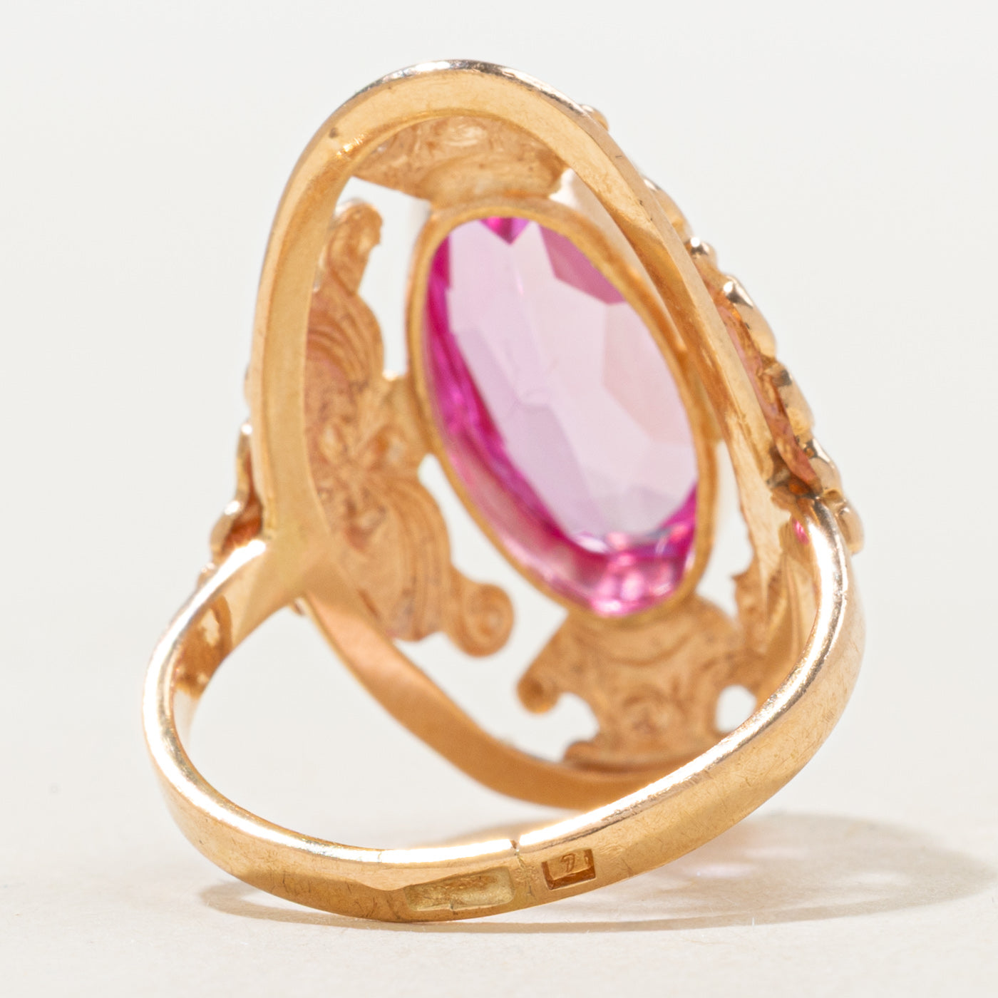 Bezel Set Synthetic Sapphire Ornate Cocktail Ring | 3.81ct | SZ 5.75 |