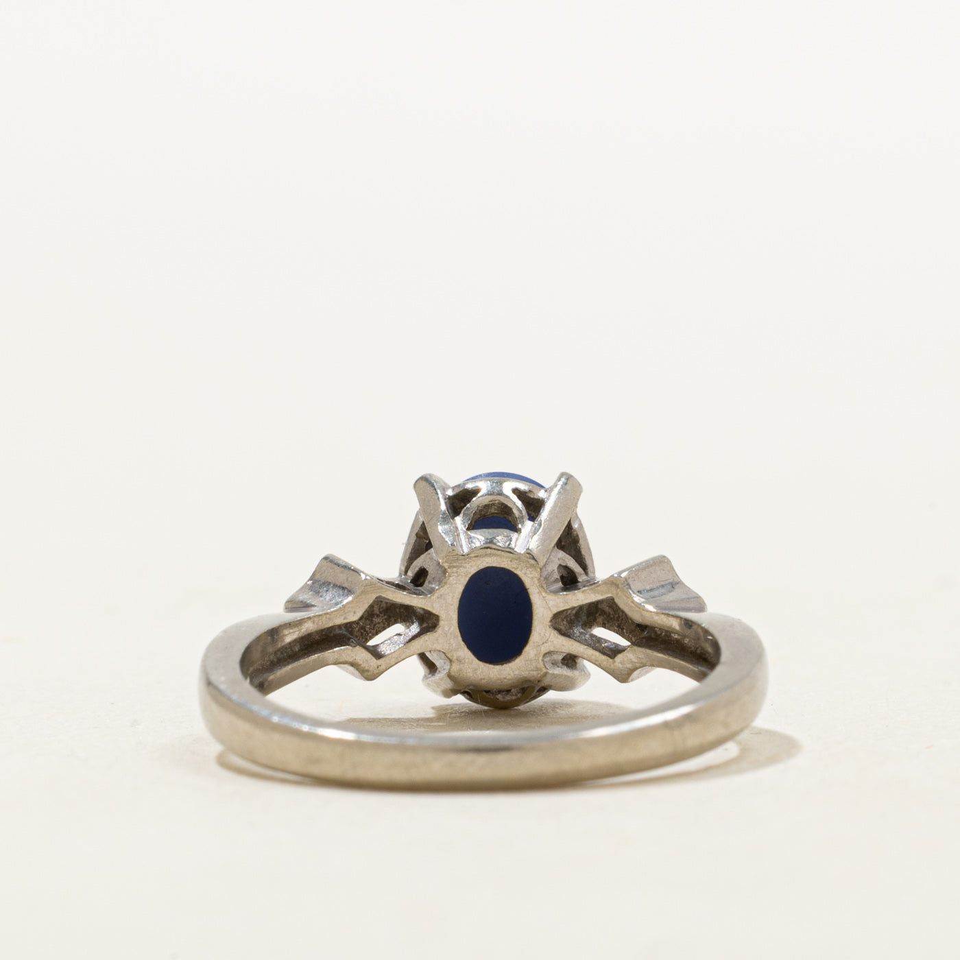 Synthetic Oval Cabochon Sapphire & Diamond Ring | 1.6ct, 0.01ctw | SZ 5.75 |