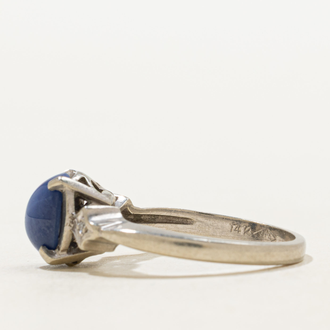 Synthetic Oval Cabochon Sapphire & Diamond Ring | 1.6ct, 0.01ctw | SZ 5.75 |