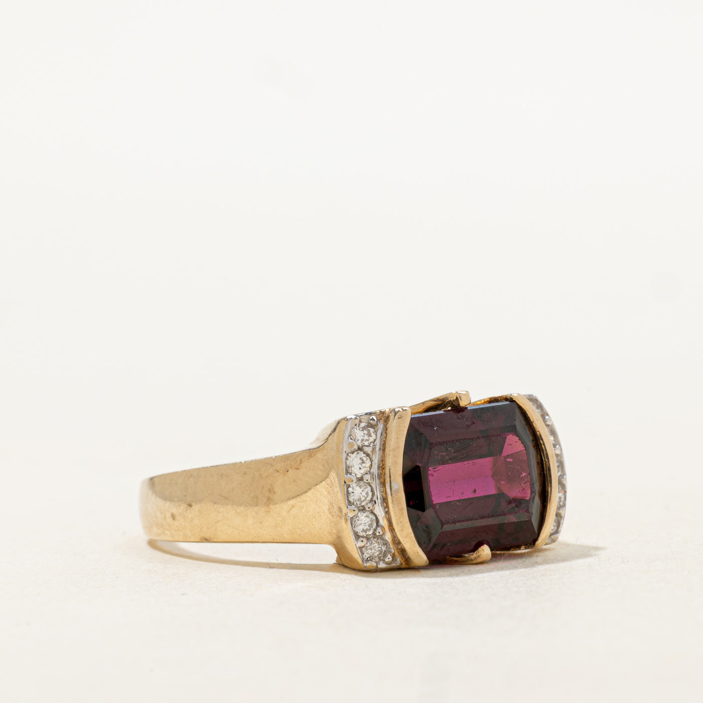 East West Garnet & Diamond Ring | 3.77ct, 0.15ctw | SZ 8.75 |