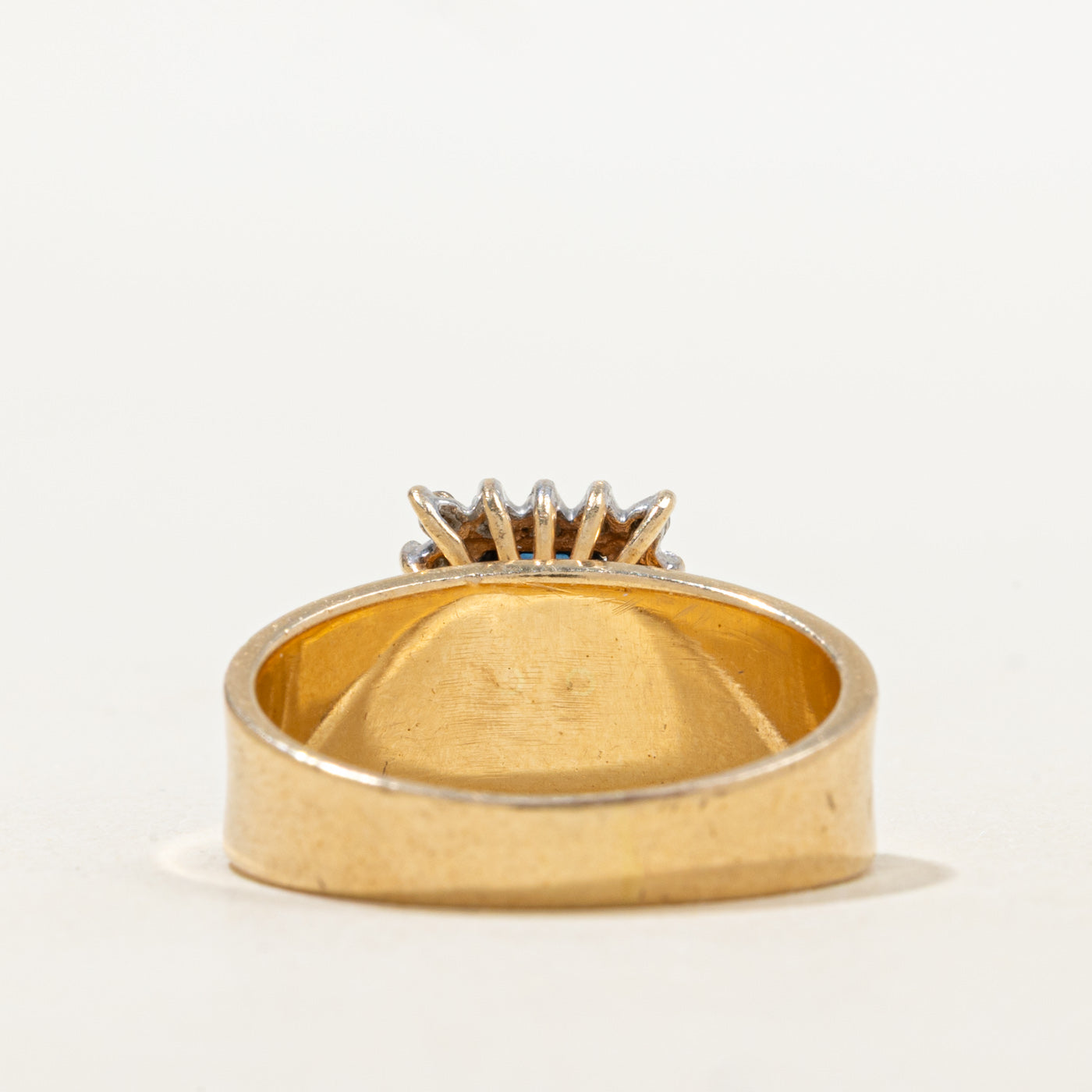 Emerald Cut Sapphire & Diamond Petal Halo Ring | 0.97ct, 0.09ctw | SZ 8.0 |