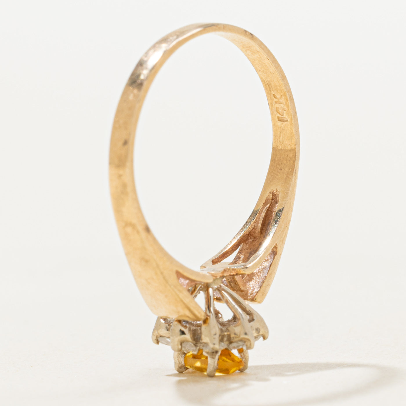 Synthetic Sapphire & Natural Diamond Petal Ring | 0.26ct, 0.08ctw | SZ 5.5 |