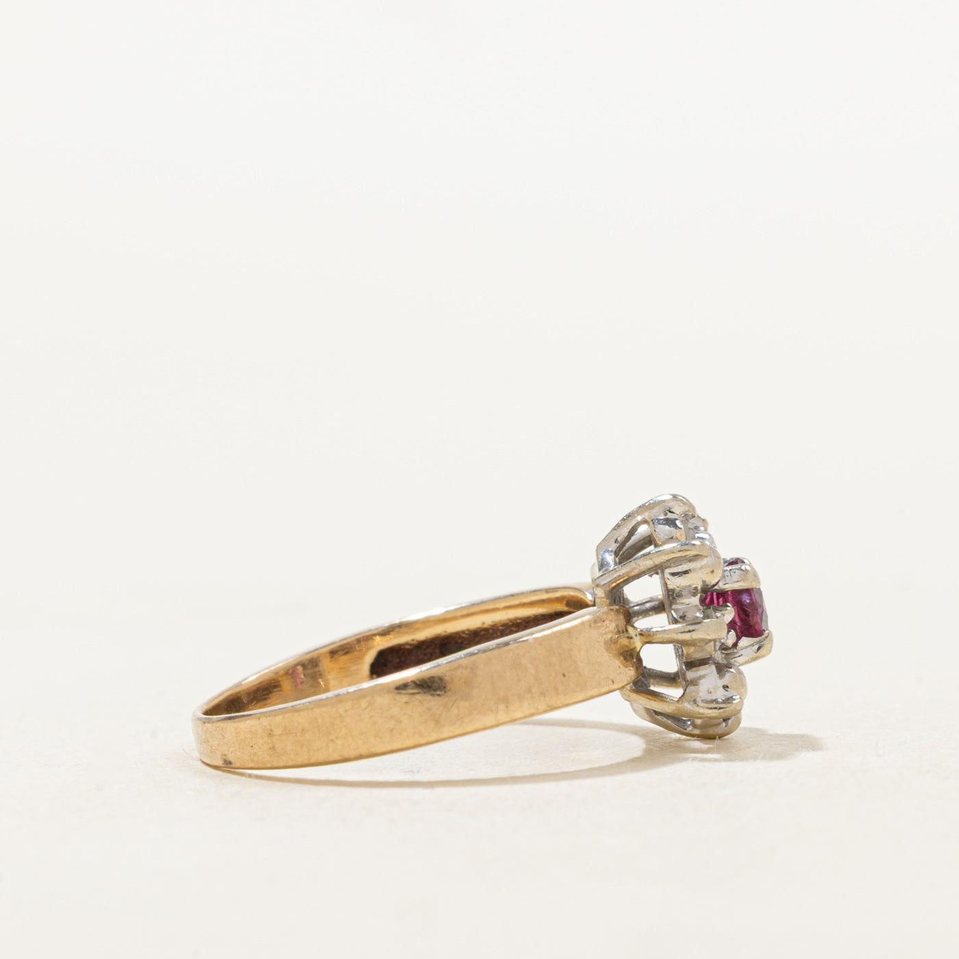 Ruby & Diamond Petal Ring | 0.22ct, 0.04ctw | SZ 4.0 |