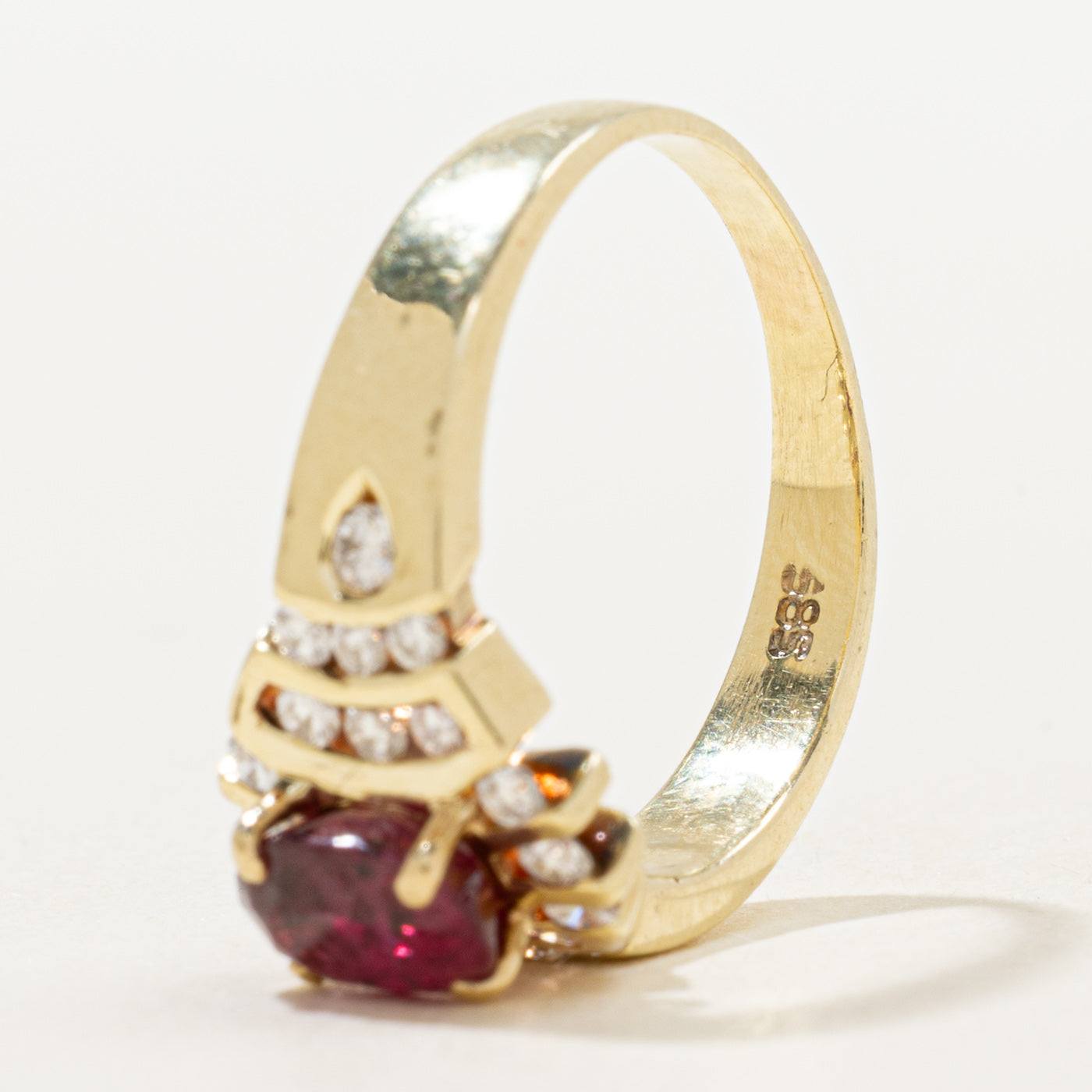 Glass Filled Ruby & Diamond Halo Ring | 1.21ct, 0.25ctw | SZ 7.0 |