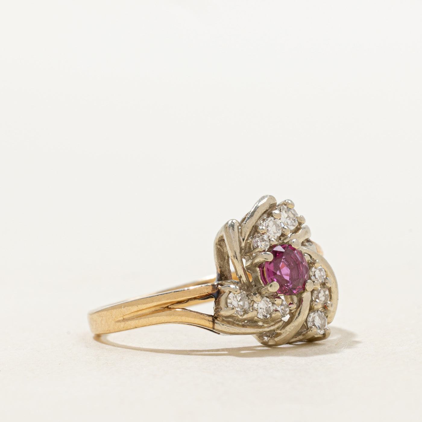 'Orange Blossom' Ruby & Diamond Cluster Ring | 0.15ct, 0.11ctw | SZ 5.75 |