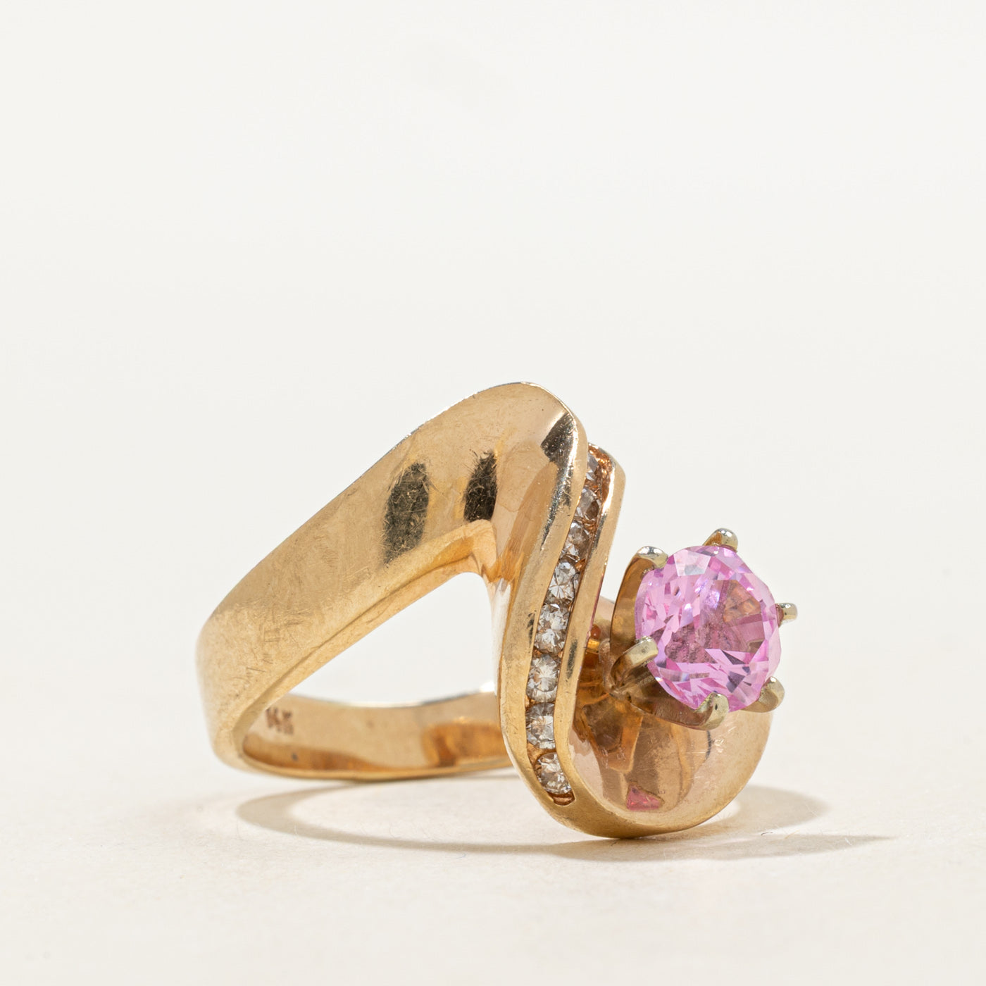 Synthetic Sapphire & Diamond Abstract Ring | 0.85ct, 0.09ctw | SZ 6.0 |