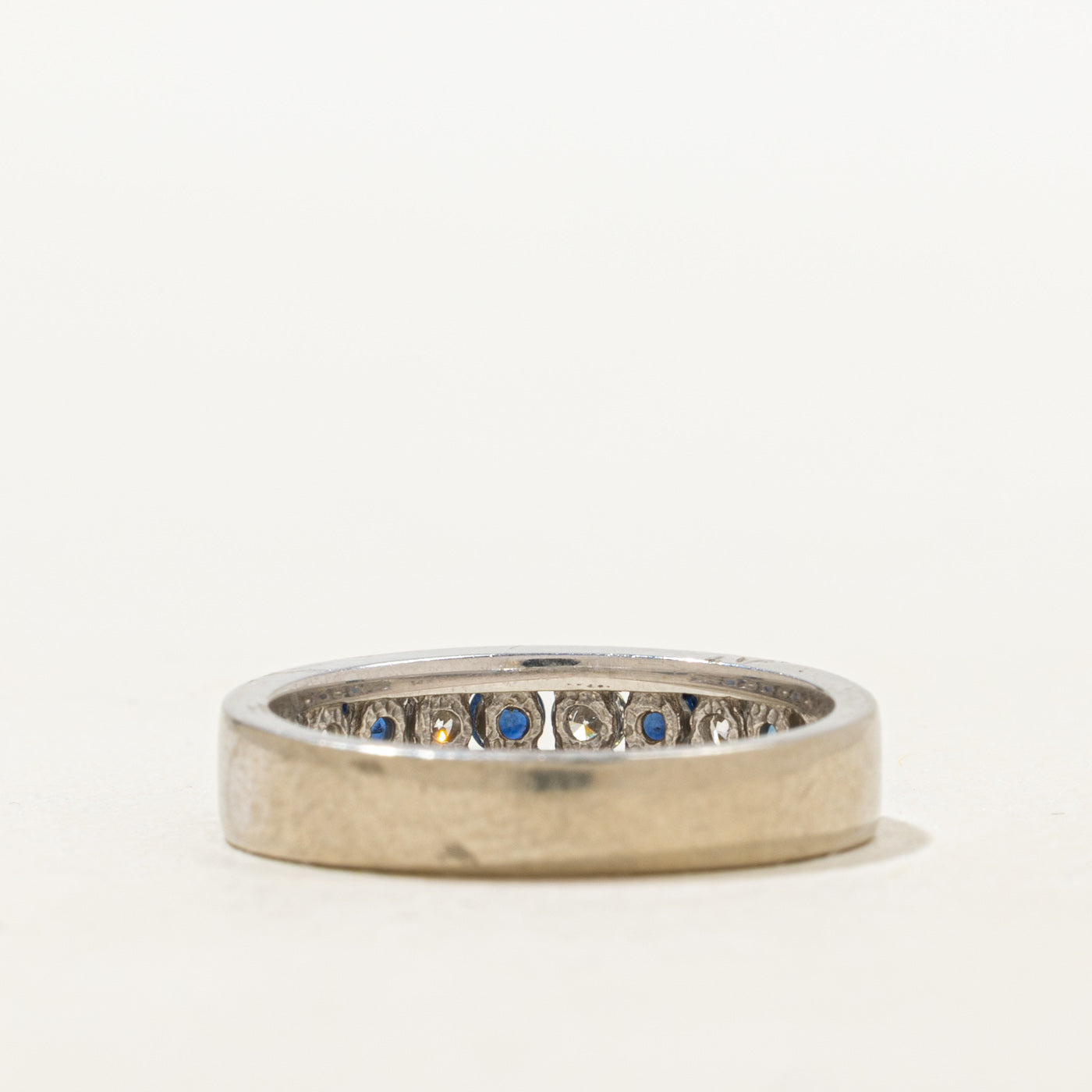 Channel Set Semi Eternity Sappire & Diamond Band | 0.32ctw, 0.2ctw | SZ 6.5 |