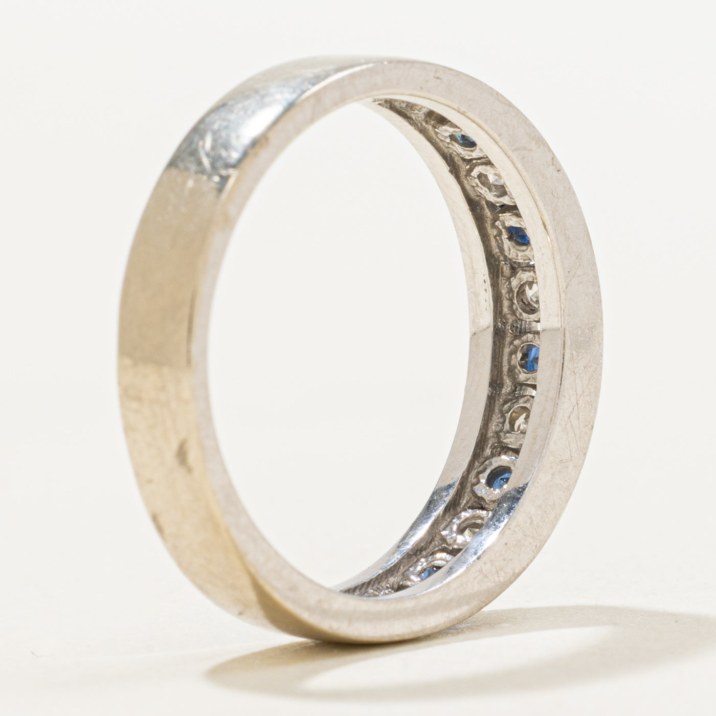 Channel Set Semi Eternity Sappire & Diamond Band | 0.32ctw, 0.2ctw | SZ 6.5 |