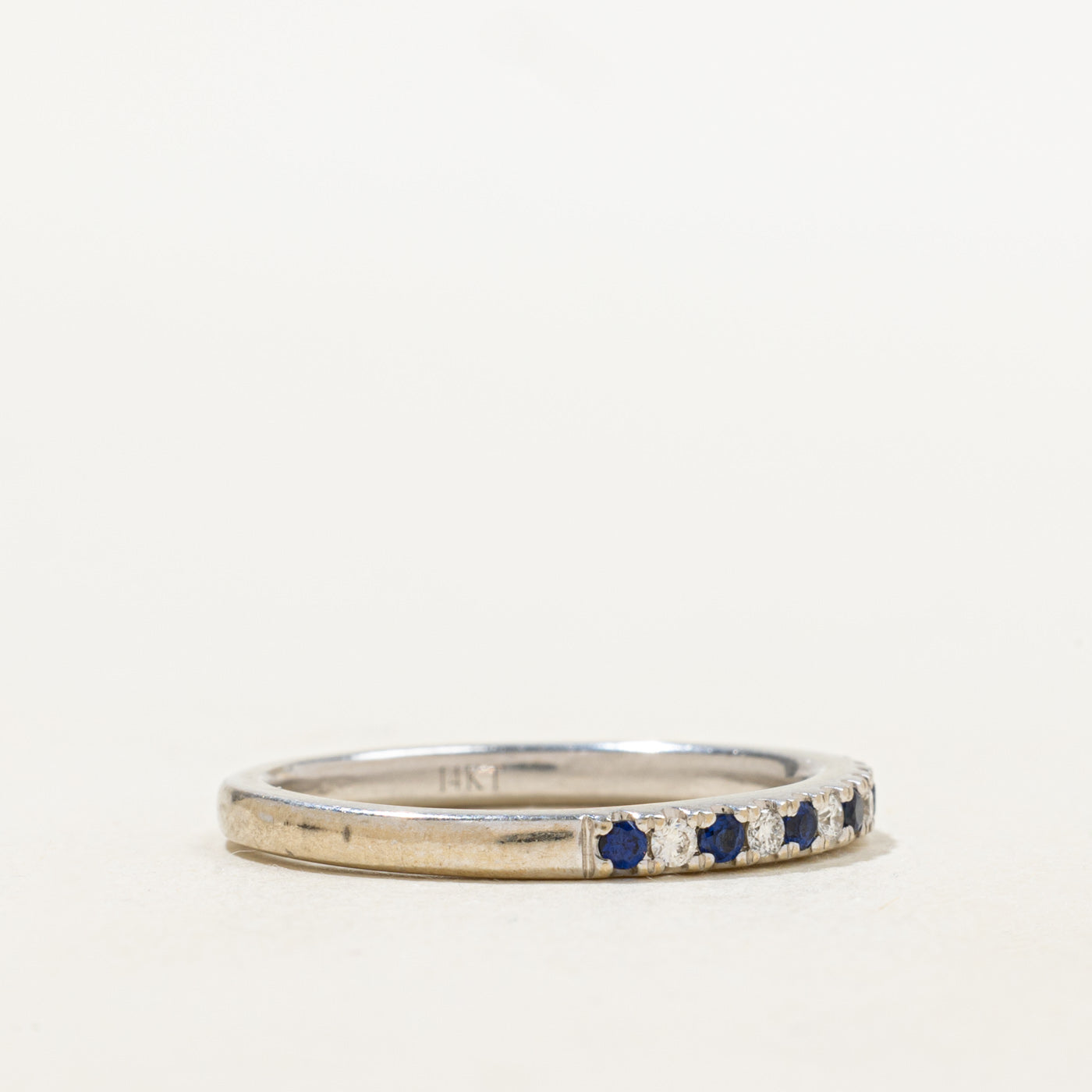 Semi Eternity Synthetic Sapphire & Diamond Band | 0.20ctw, 0.09ctw | 2.30mm | SZ 7.5 |