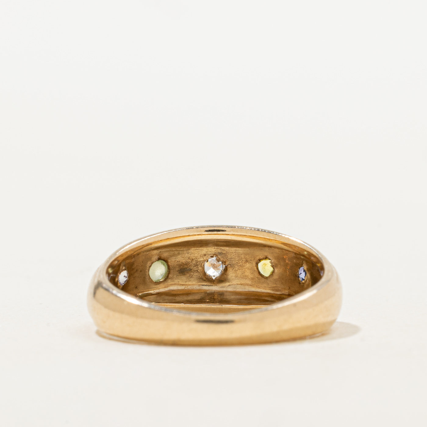 Star Set Diamond, Peridot & Synthetic Sapphire Dome Ring | 0.16ctw, 0.01ctw | SZ 7.5 |
