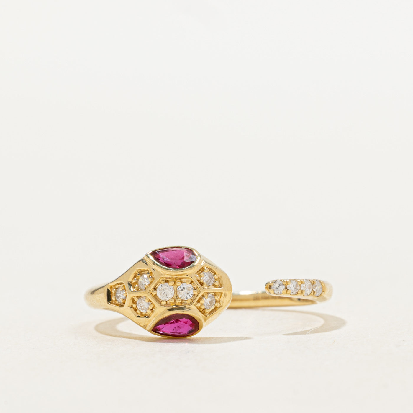 Ruby & Diamond Snake Ring | 0.36ctw, 0.1ctw | SZ 7.0 |