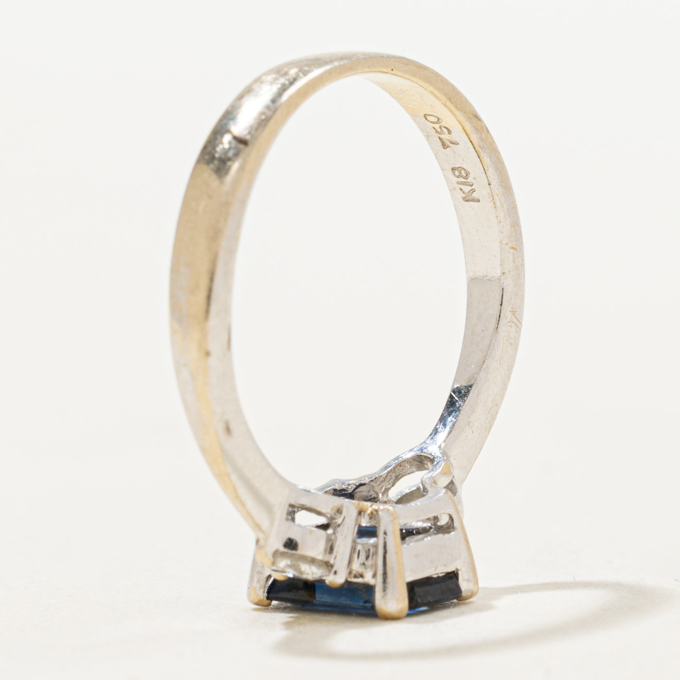Emerald Cut Sapphire & Diamond Ring | 1.01ct, 0.15ctw | SZ 4.5 |