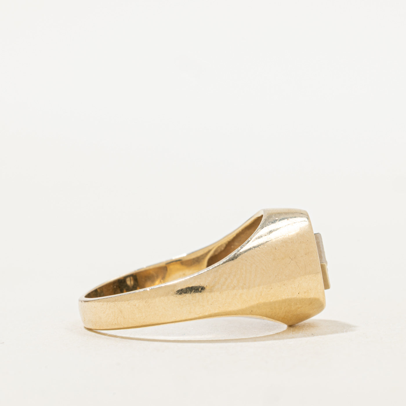 Bezel Set Onyx & Diamond Signet Ring | 0.96ct, 0.01ct | SZ 10.0 |