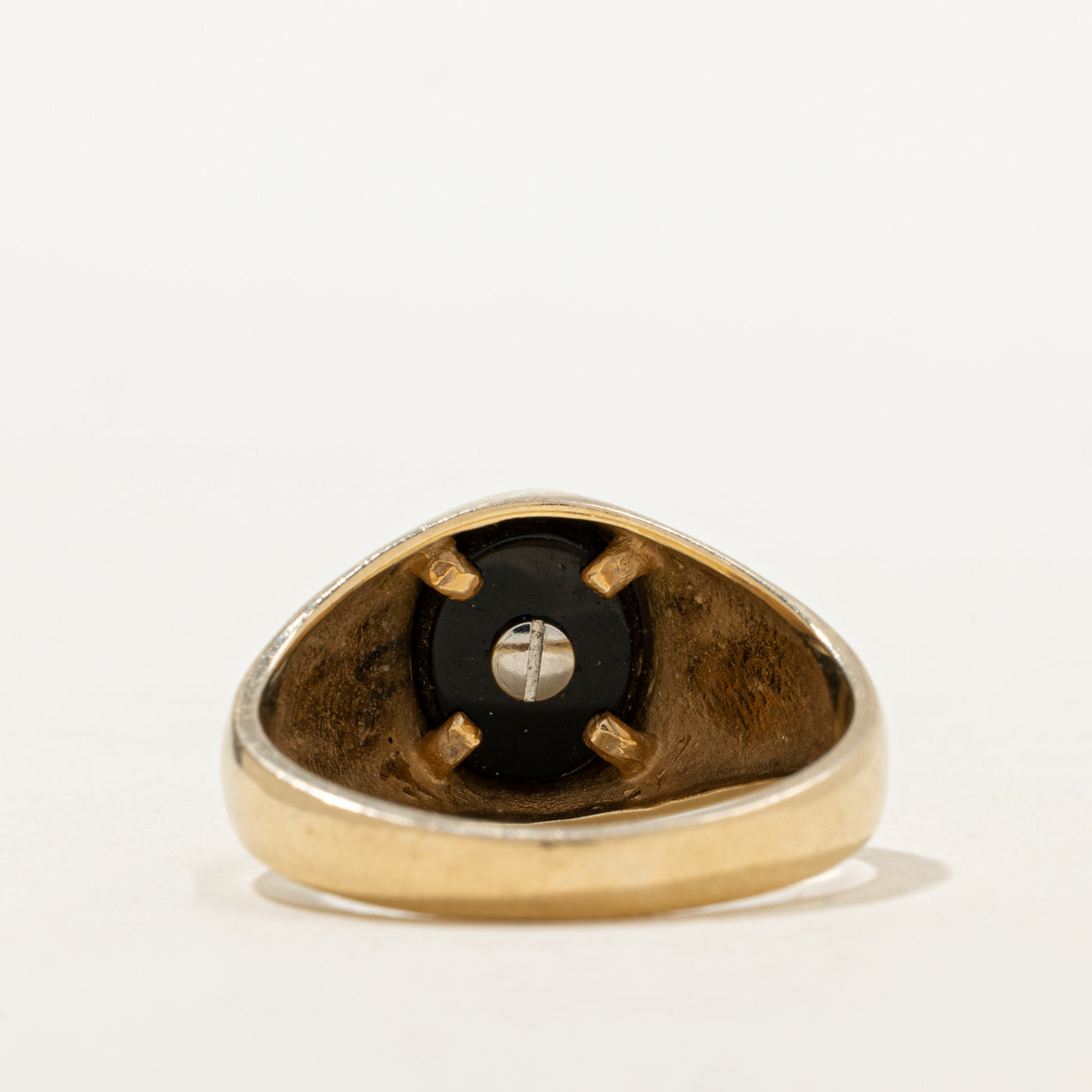 Bezel Set Onyx & Diamond Signet Ring | 0.96ct, 0.01ct | SZ 10.0 |