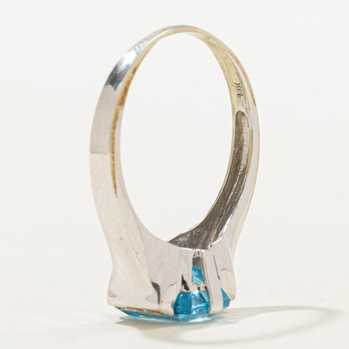 Emerald Cut Blue Topaz & Diamond Ring | 2.8ct, 0.04ctw | SZ 8.5 |