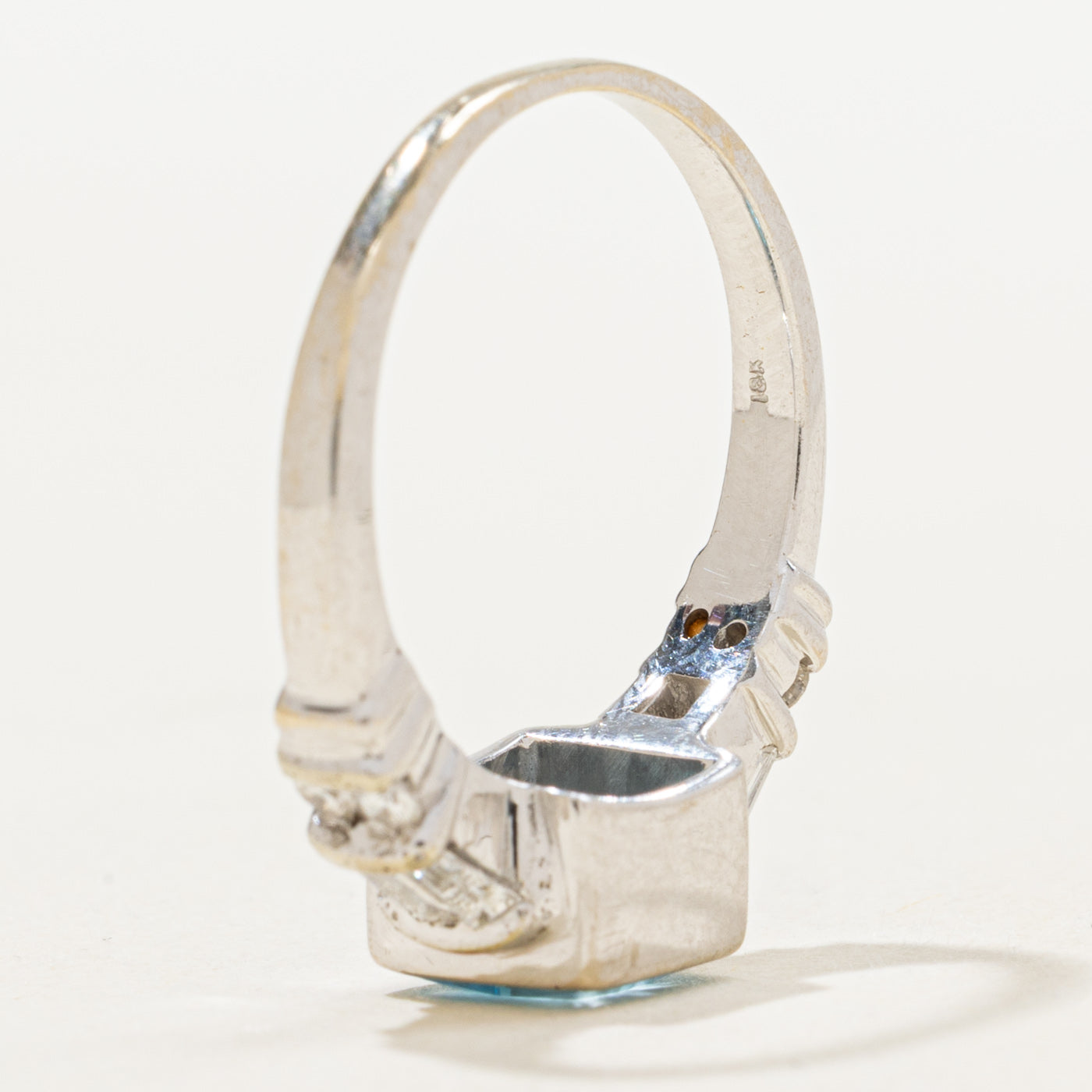 Princess Cut Blue Topaz & Diamond Ring | 1.2ct, 0.21ctw | SZ 6.5 |