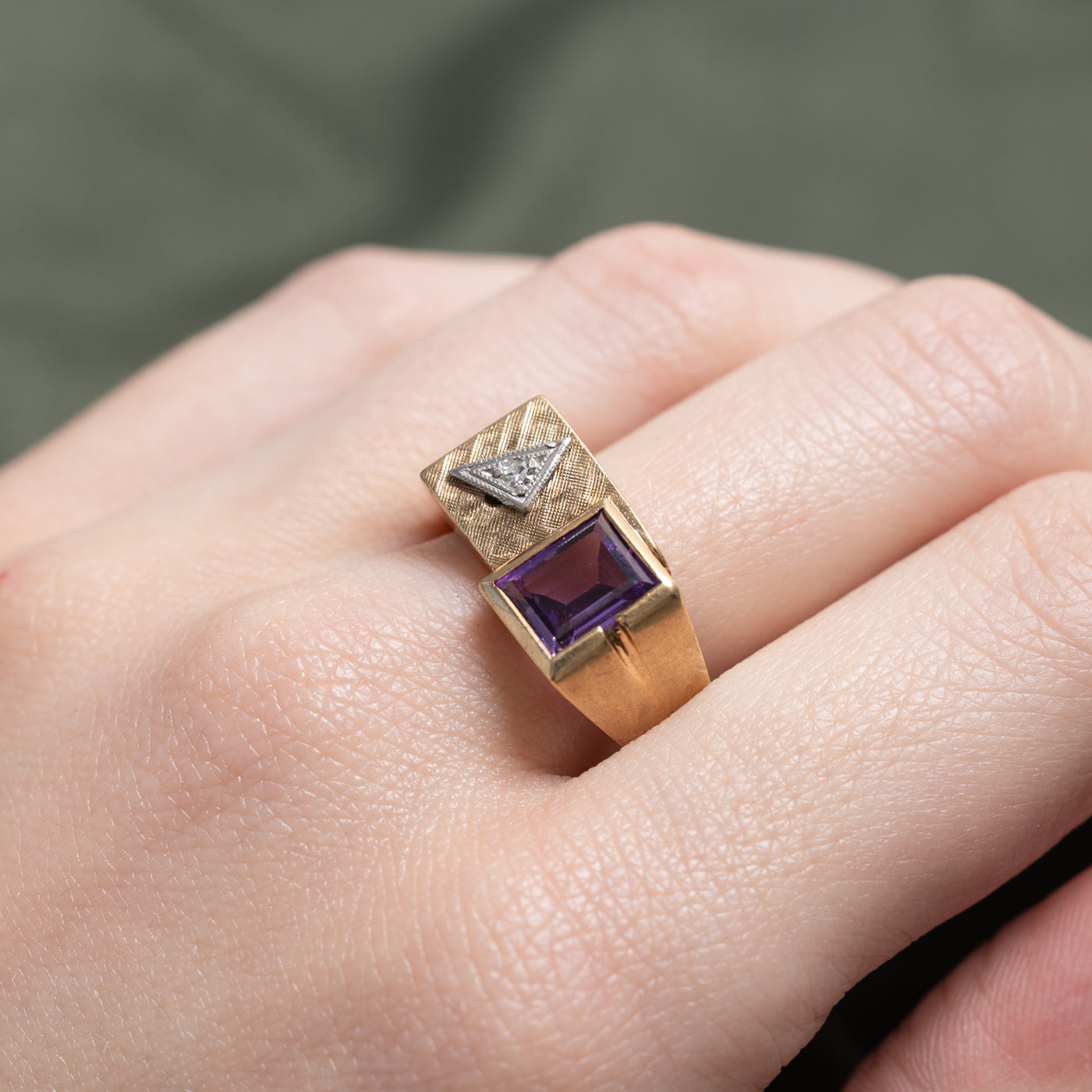 Bezel Set Synthetic Sapphire & Diamond Signet Ring | 2.04ct, 0.01ct | SZ 9.25 |