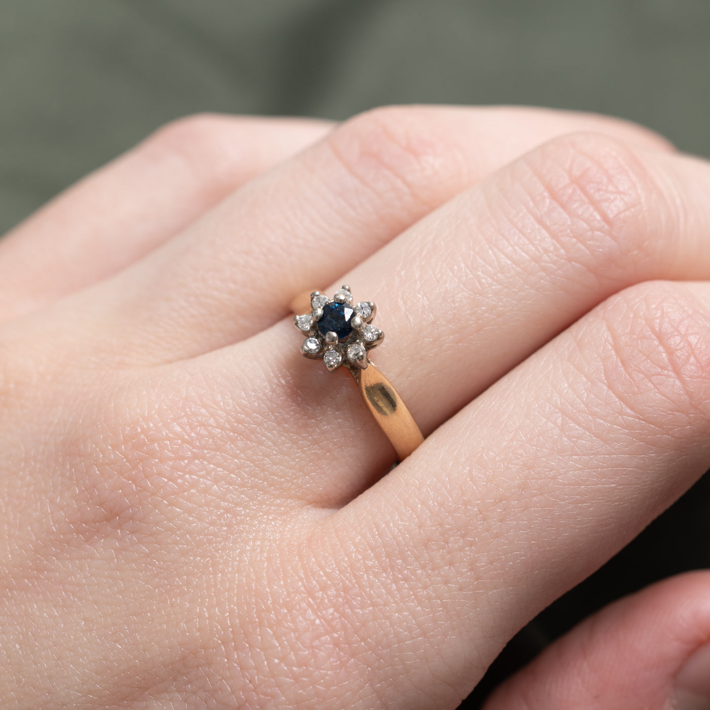 Sapphire & Diamond Petal Halo Ring | 0.16ct, 0.08ctw | SZ 7.0 |