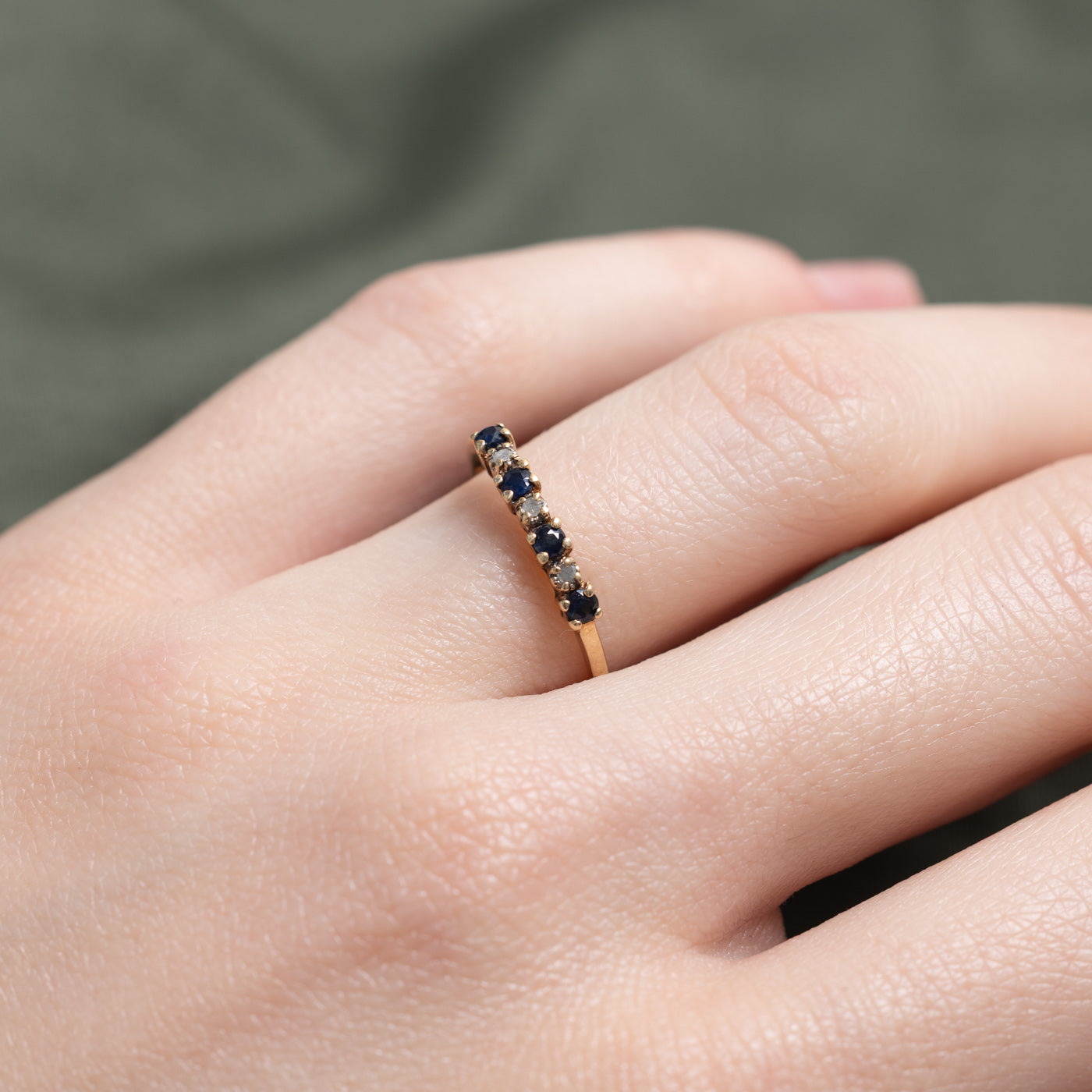 Semi Eternity Sapphire & Diamond Band | 0.12ctw, 0.015ctw | SZ 5.5 |